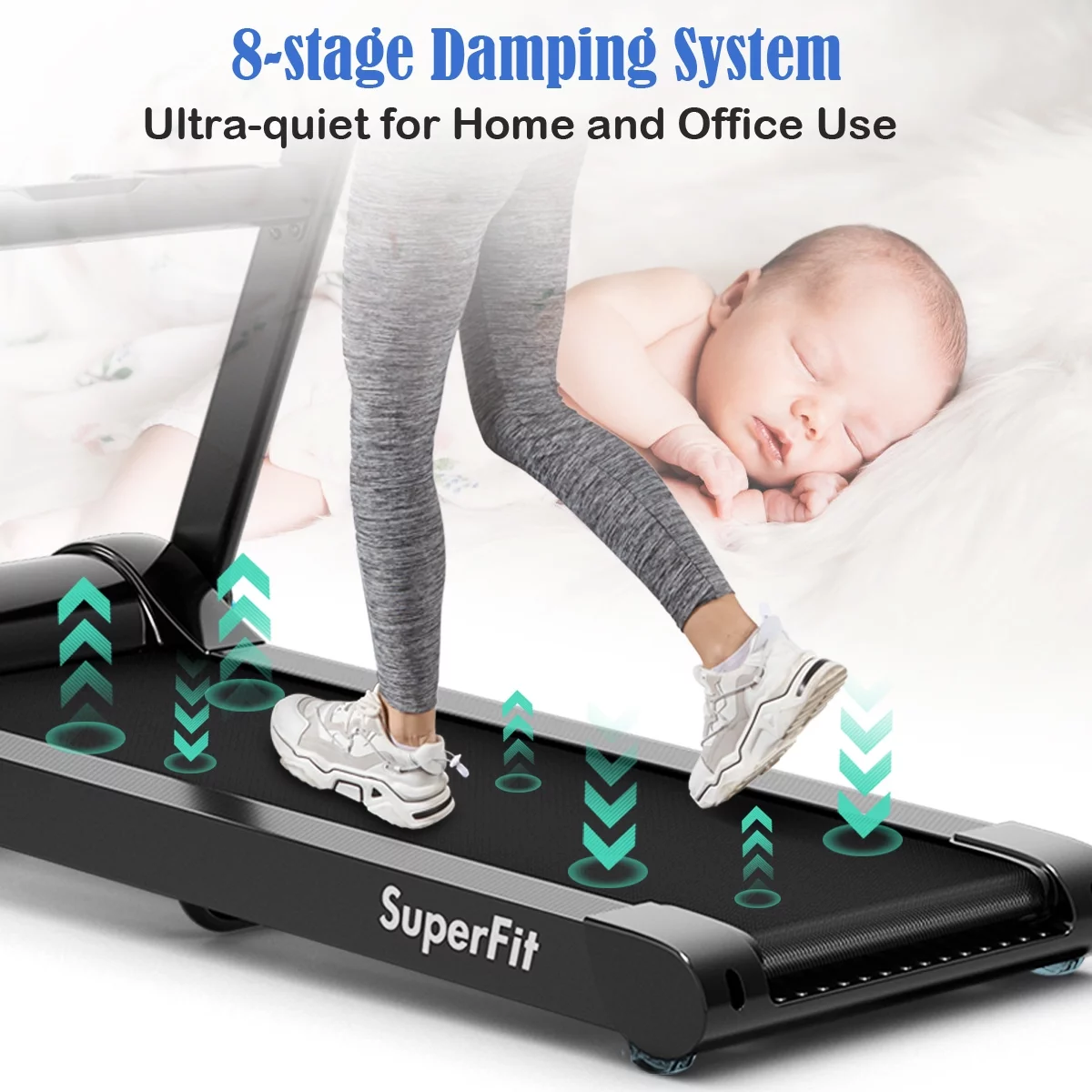 Goplus 2.25HP Folding Treadmill Running Machine LED Touch Display - Womvr