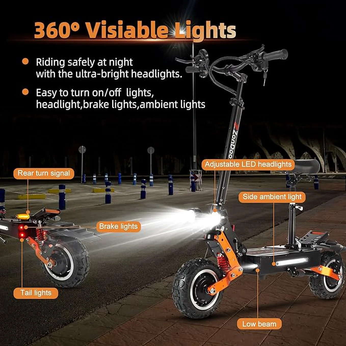 ZonDoo ZO01 Plus Electric Scooter Adults 60V 6000W Dual Motor,Up to 58MPH 60 Miles Range E-Scooter with Seat for Adults - Womvr