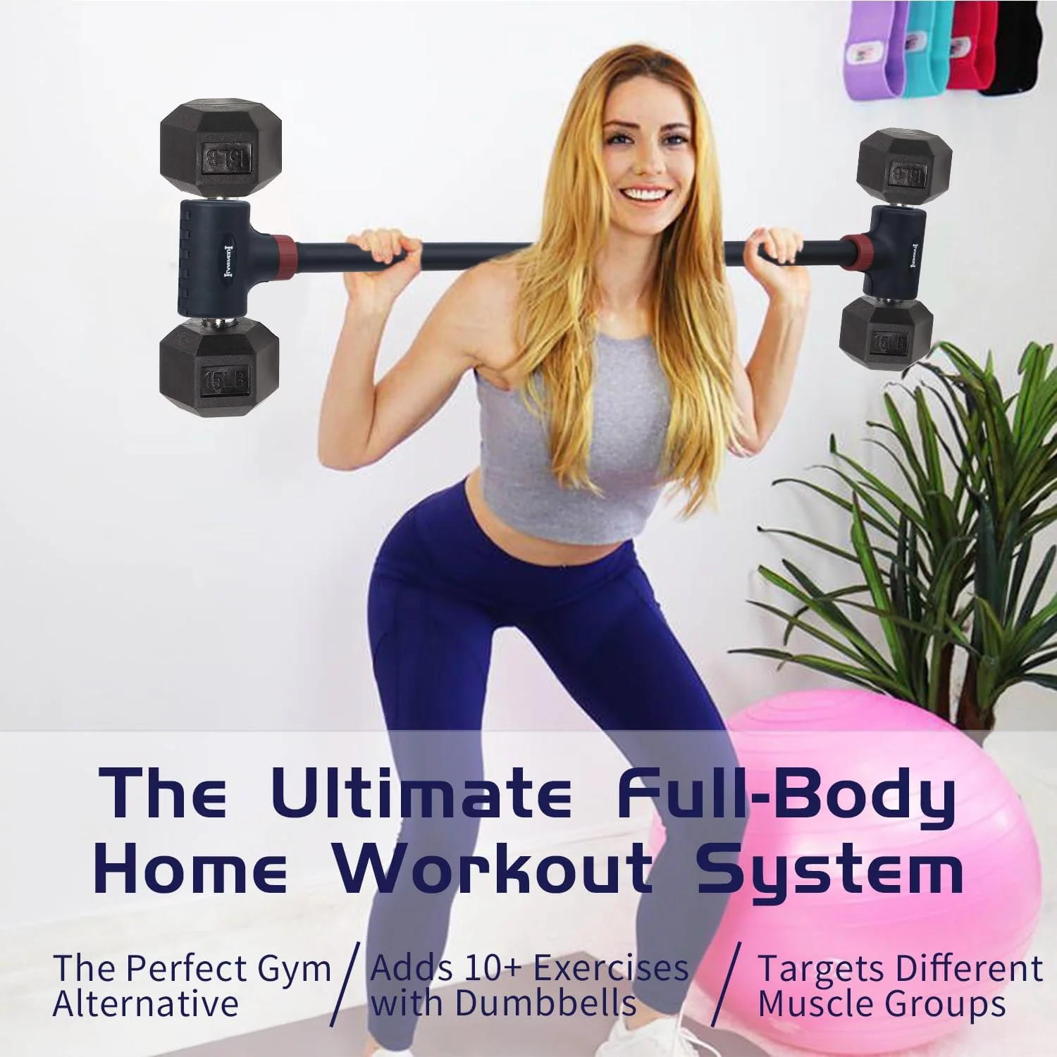 Dumbbell Barbell Converter,Weight Lifting Bar,Adjustable Barbell-Home Gym Accessories-Workout Gifts,Dumbbell to Barbell Converter��8-200LB�� - Womvr