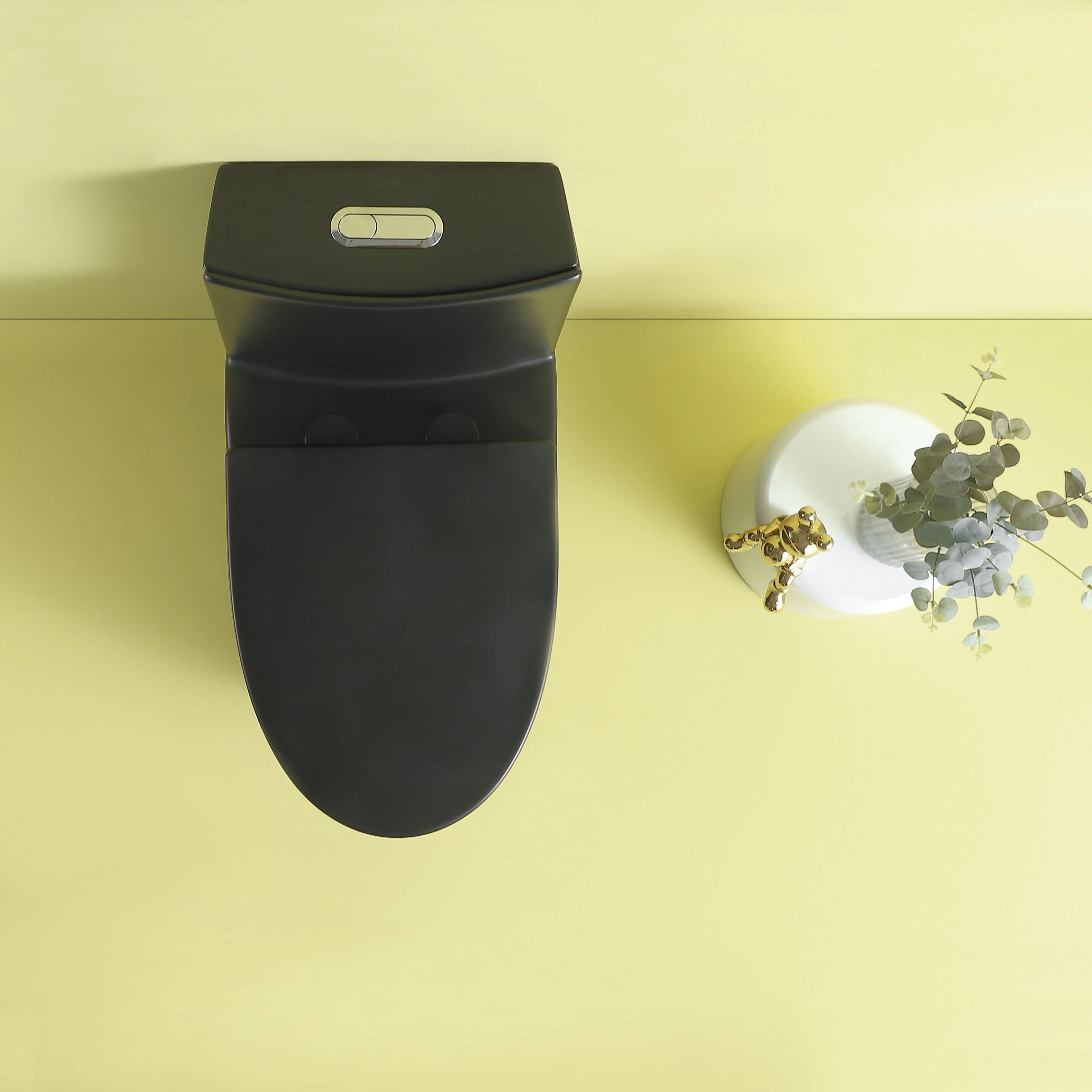 Miniyam 1.1/1.6 GPF Dual Flush Elongated Toilet with Soft-Close Seat, Black - Womvr