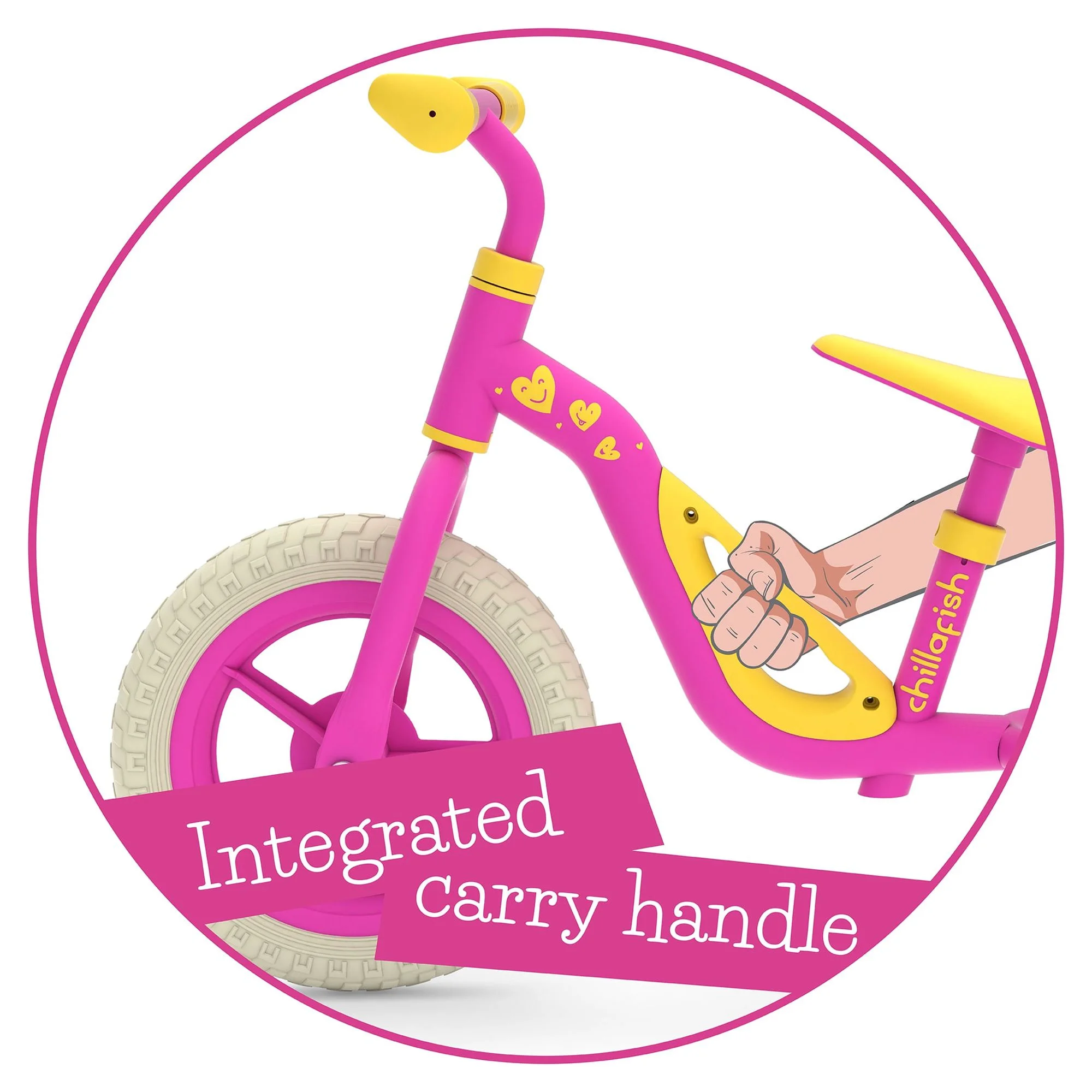 Chillafish Charlie lightweight toddler balance bike with carry handle, adjustable seat and handlebar, puncture-proof 10-inch wheels, for kids 18-48 months, Red - Womvr