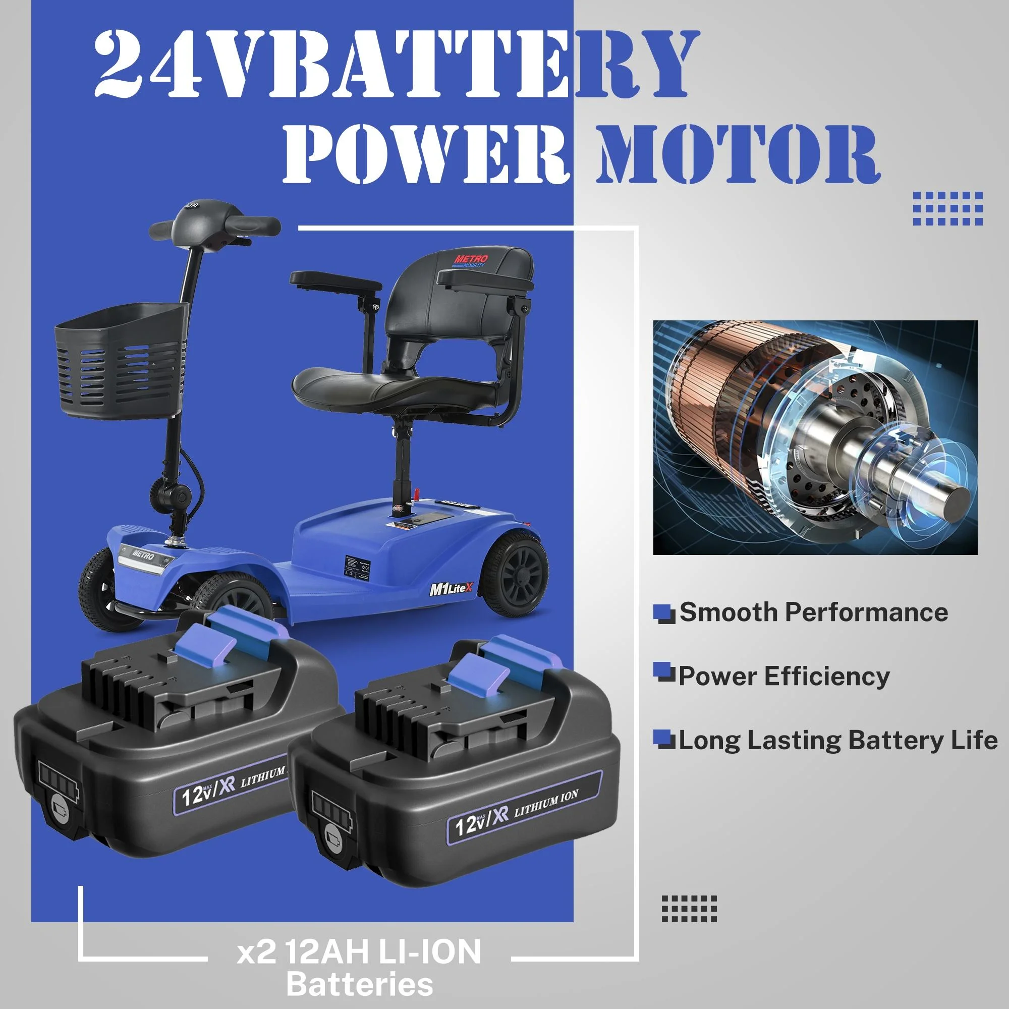 Segmart Mobility Scooter for Seniors, Heavy Duty 4-Wheel Mobile Device with Front & Rear Light, 300lbs, Black - Womvr