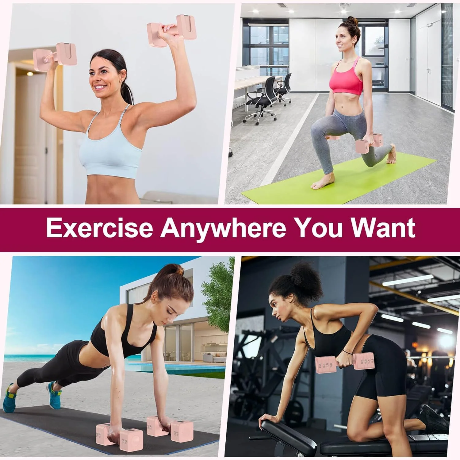 Adjustable Dumbbells Set of 2, Hand Weights Sets with 5 Levels 3lb, 5lb, 7lb, 9lb, 11lb, Adjustable Weight Dumbbells for Women/Men Home Gym Full Body Workout - Womvr