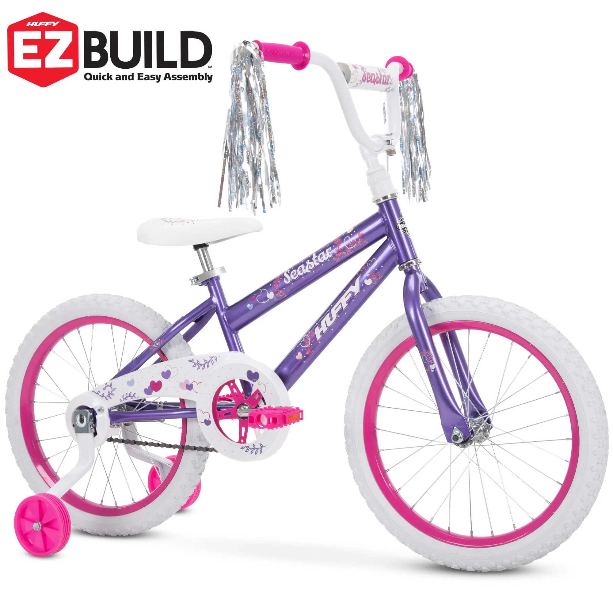 Huffy 18 in. Sea Star Kids Bike for Girls Ages 4 and up,Child, Metallic Purple - Womvr