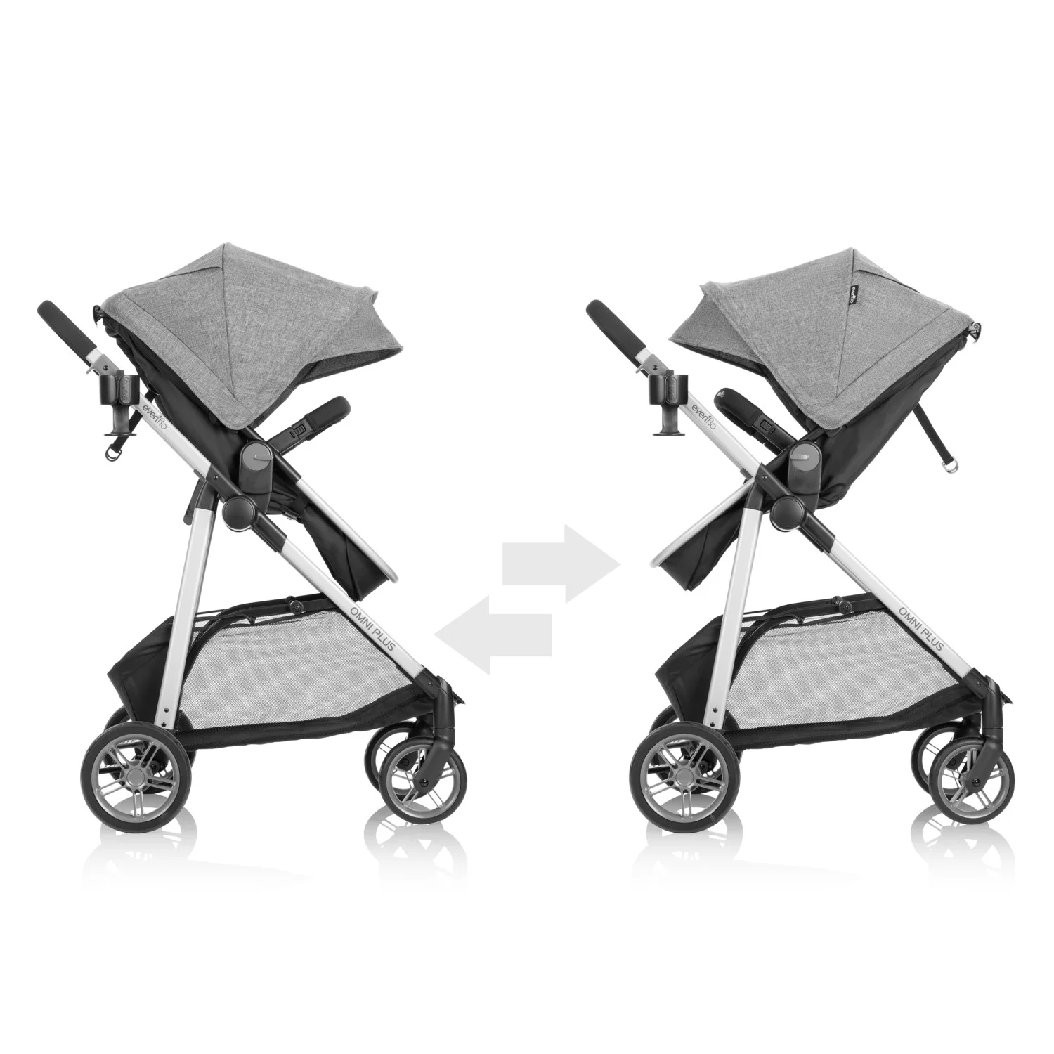 Evenflo Omni Plus Modular Travel System with LiteMax Sport Infant Car Seat, Mylar Gray, Unisex - Womvr