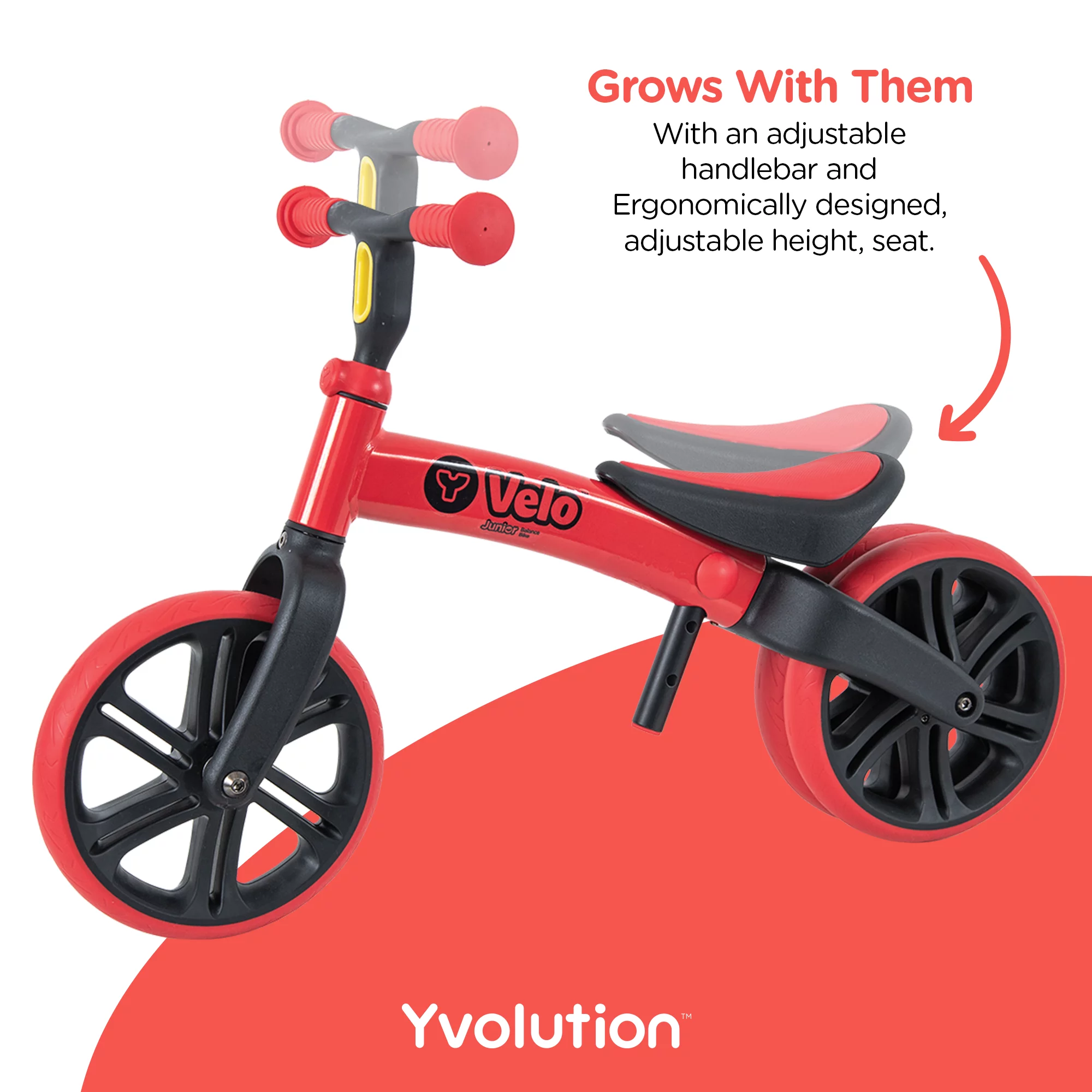 Yvolution Velo Toddler Balance Bike 9'' Wheel (Red) Boys and Girls, 18 Months to 3 Years Old - Womvr