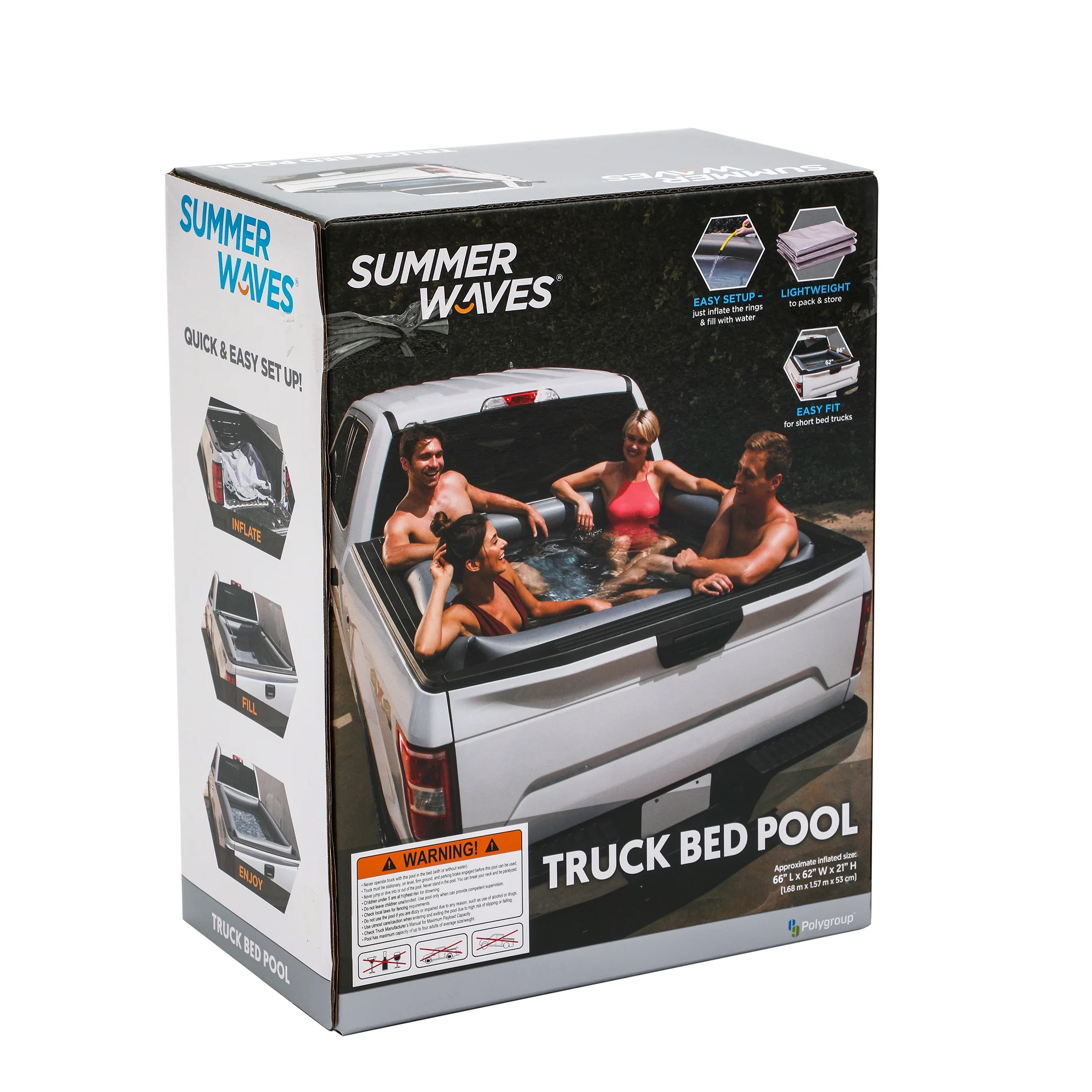 Summer Waves Rectangular Inflatable Truck Bed Pool, Gray, Adults, Unisex - Womvr