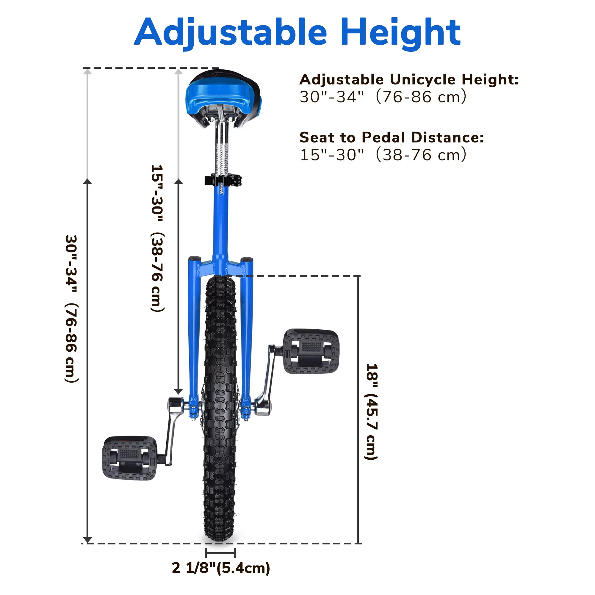 Yescom 18 In Wheel Outdoor Unicycle Skid-proof Tire Fitness Bicycle Balance Training for Adults Teenagers Kids, Silver - Womvr