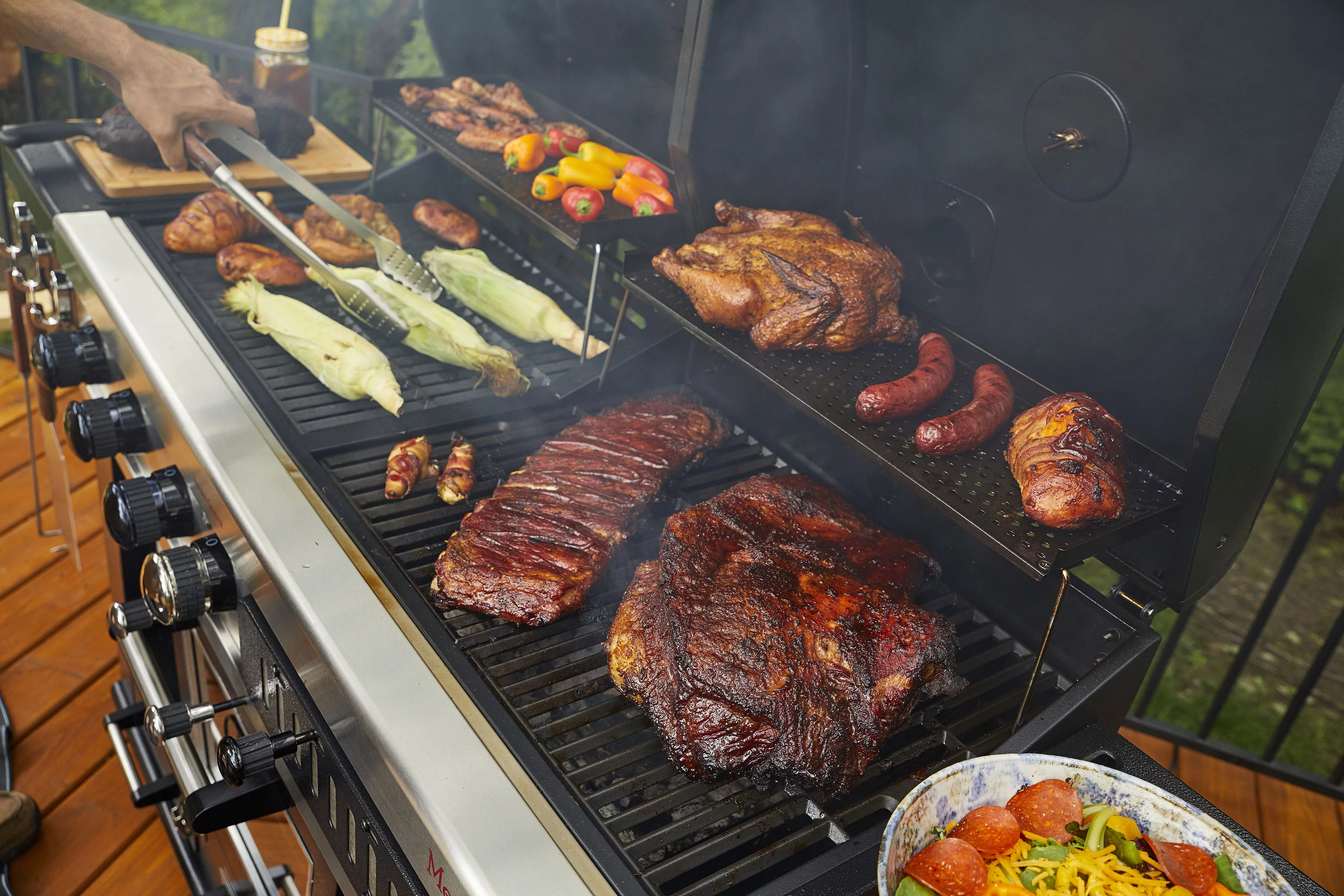 Pit Boss Memphis Ultimate Gas and Charcoal Combo Grill with Electric Smoker - Womvr