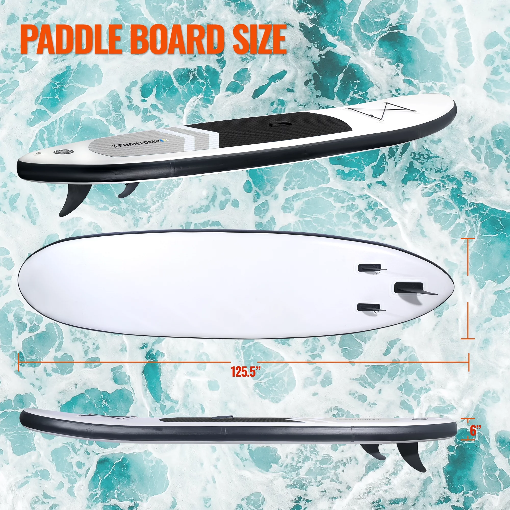 Inflatable Stand Up Paddle Board Premium SUP Accessories & Backpack, Surf Control, Non-Slip Deck, Leash, Paddle and Pump, Youth & Adult Standing Boat (Black/Grey) - Womvr