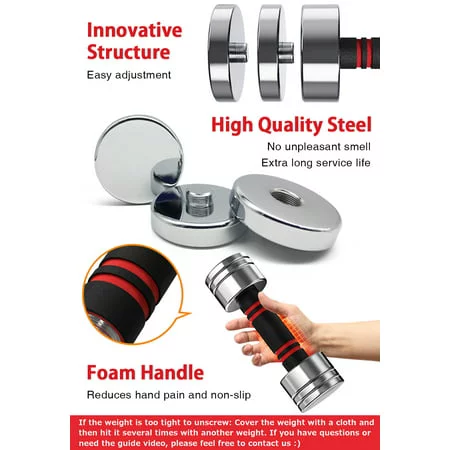 Northdeer Adjustable Dumbbells Pair Steel Weight Set 5lb 10lb 15lb 20lb 30lb 50lb Weights for Lifting Gym Fitness with Foam Handle, Silver - Womvr