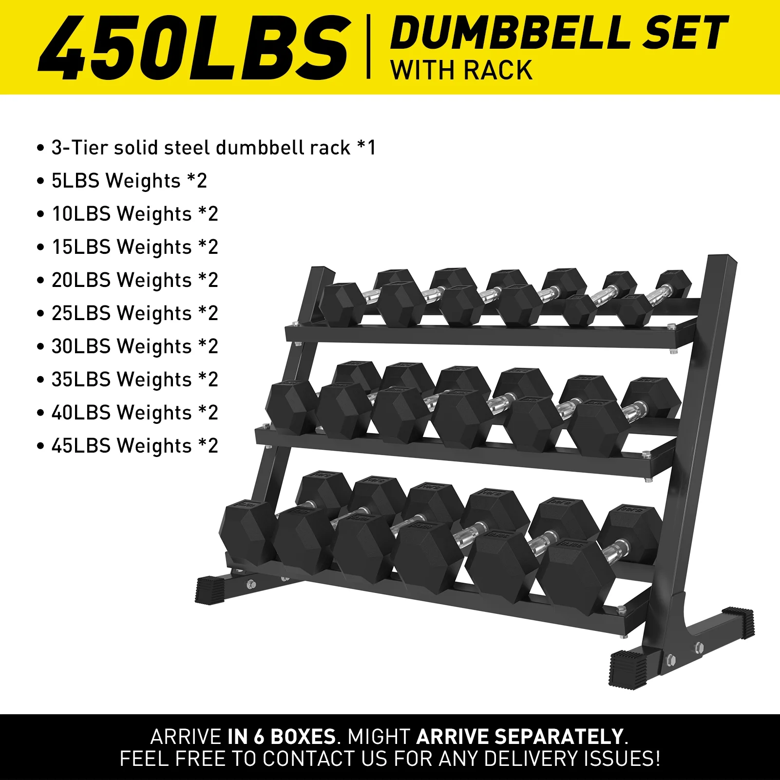 Mikolo Rubber Hex Dumbbell Set with Racks, Multiple Options in 160/200/380/450/550lbs, Strength Training Weight Set Home Gym - Womvr