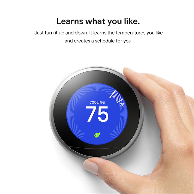 Google Nest Learning Smart Thermostat with WiFi Compatibility (3rd Generation) - Stainless Steel - Womvr