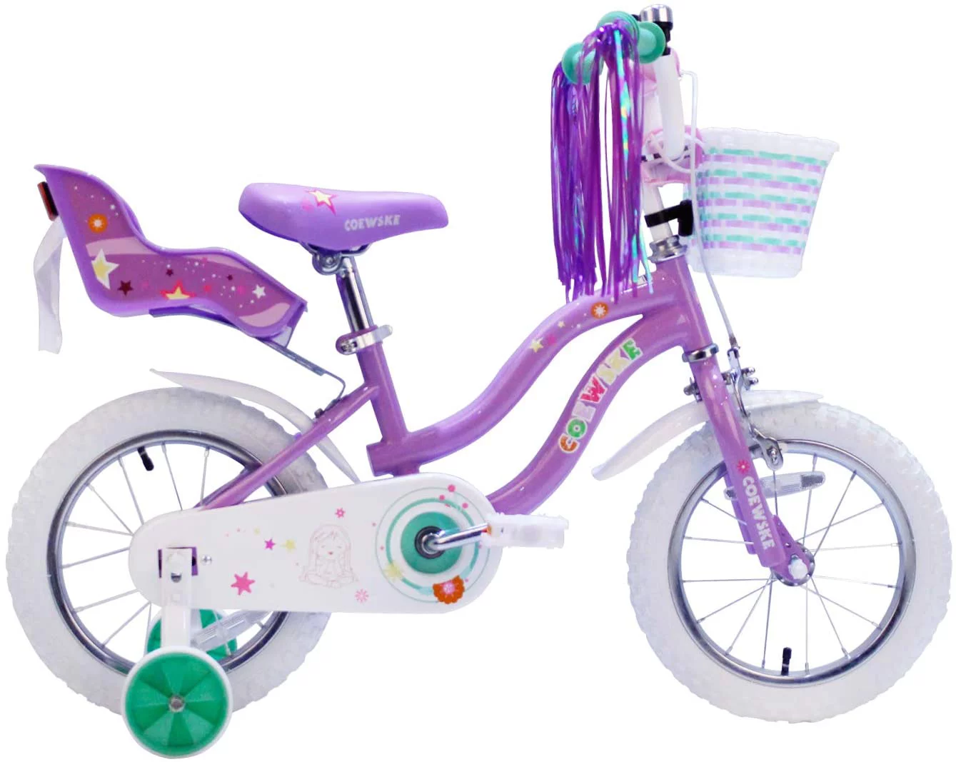 Coewske Princess Kids Bike 14 inch Boys Girls Bicycle with Training Wheels, Pink - Womvr