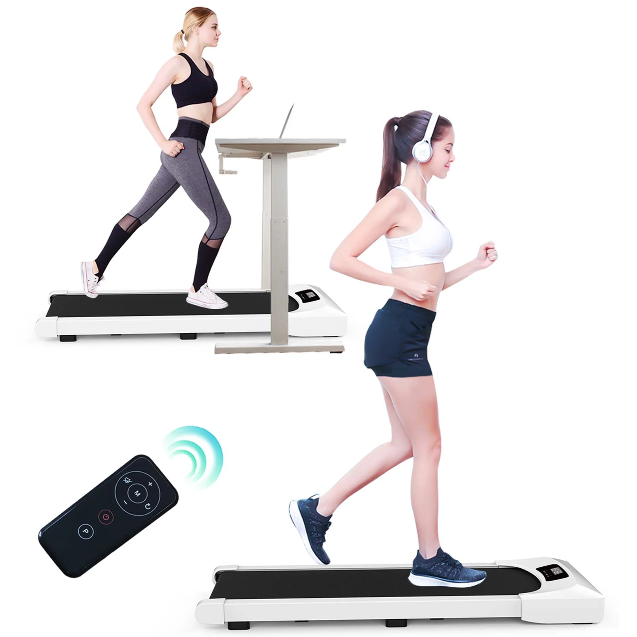 Aukfa Under Desk Treadmill, Slim Walking Pad for Home Office Workout, 245 lb Capacity, 4 mph Speed - Womvr
