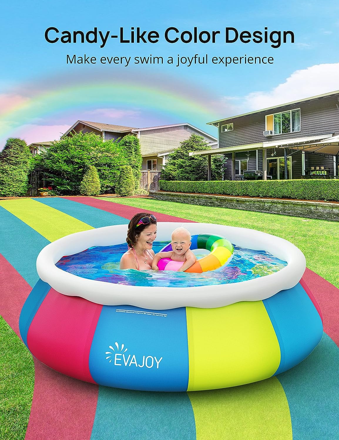 EVAJOY 10ft × 30in Easy Set Inflatable Swimming Pool with Pool Cover - Perfect Above Ground Pool for Family Fun in Your Backyard Garden - Womvr