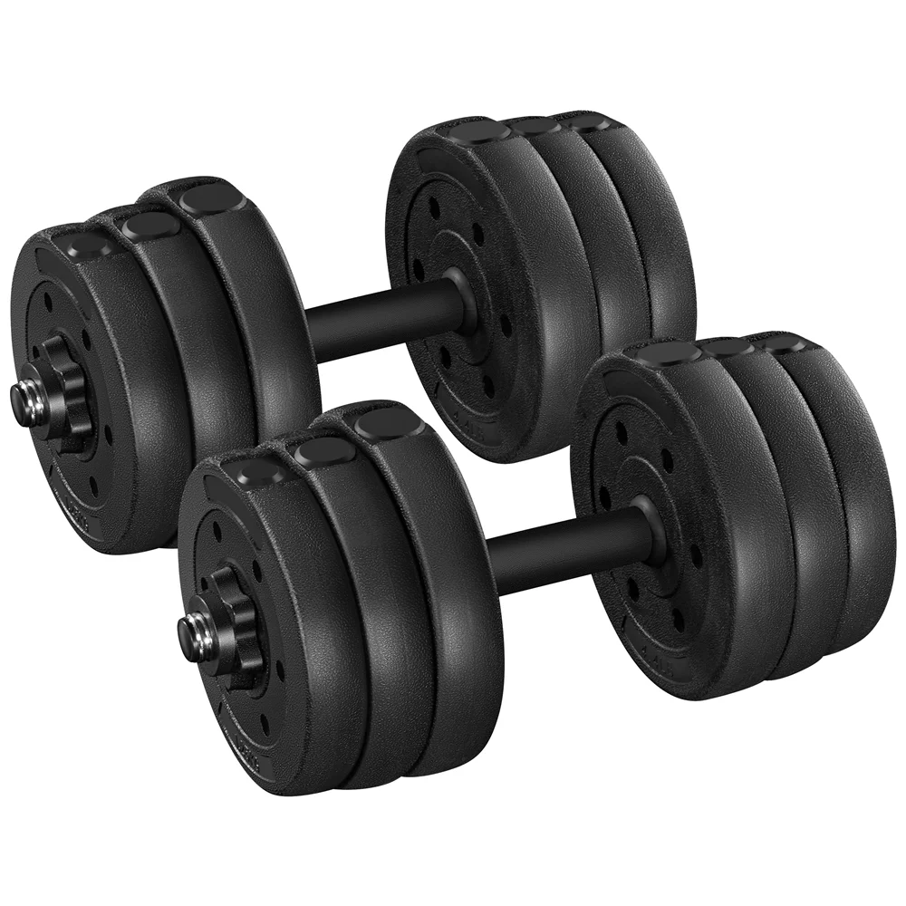 Yaheetech 66LB Adjustable Dumbbell Weight Set Home Training Dumbbell Pair Lifting Black - Womvr