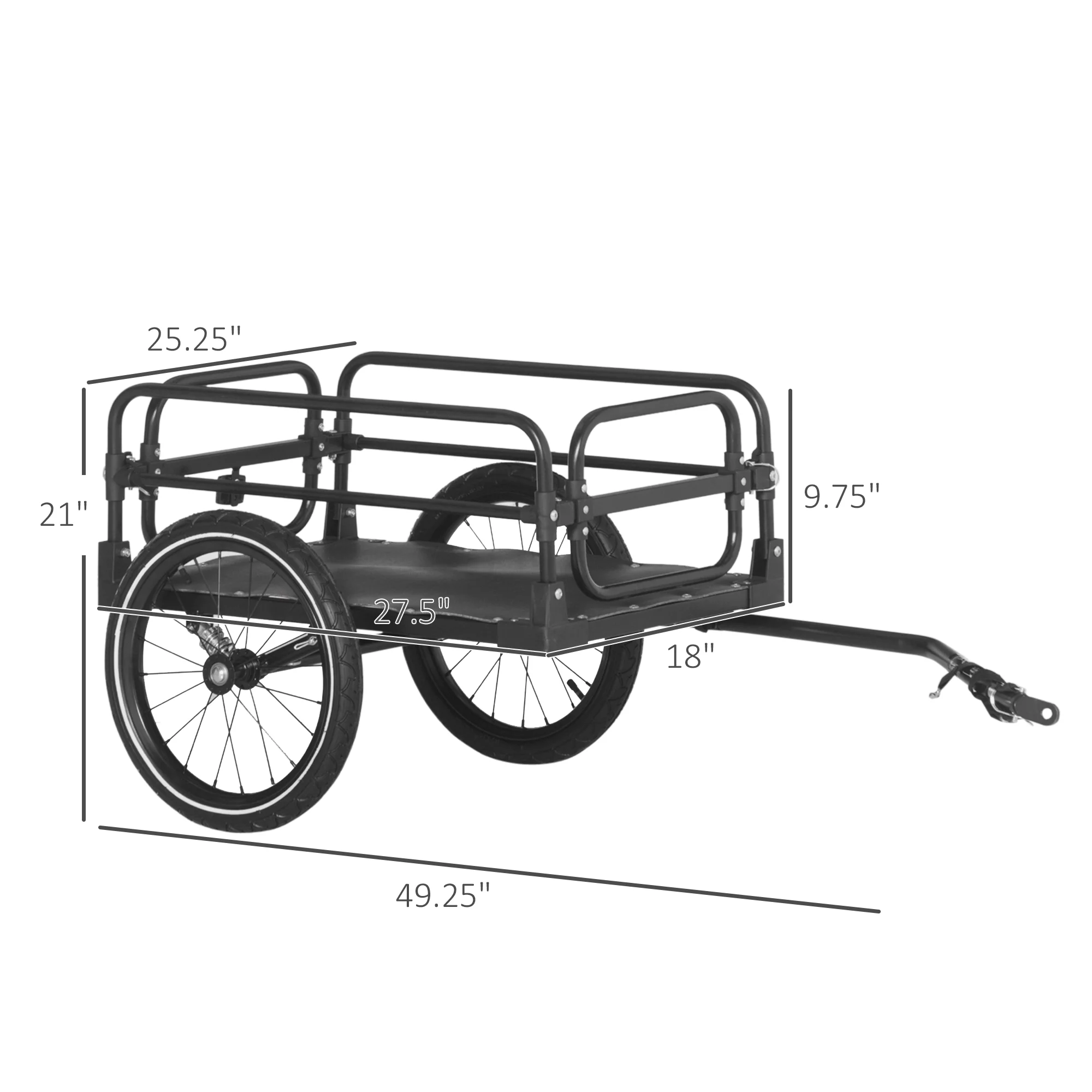 Aosom Bike Cargo Trailer Bike Wagon Bicycle Trailer with Suspension, Triple Safety Features, 16'' Wheels, 88 lbs Max Load - Womvr