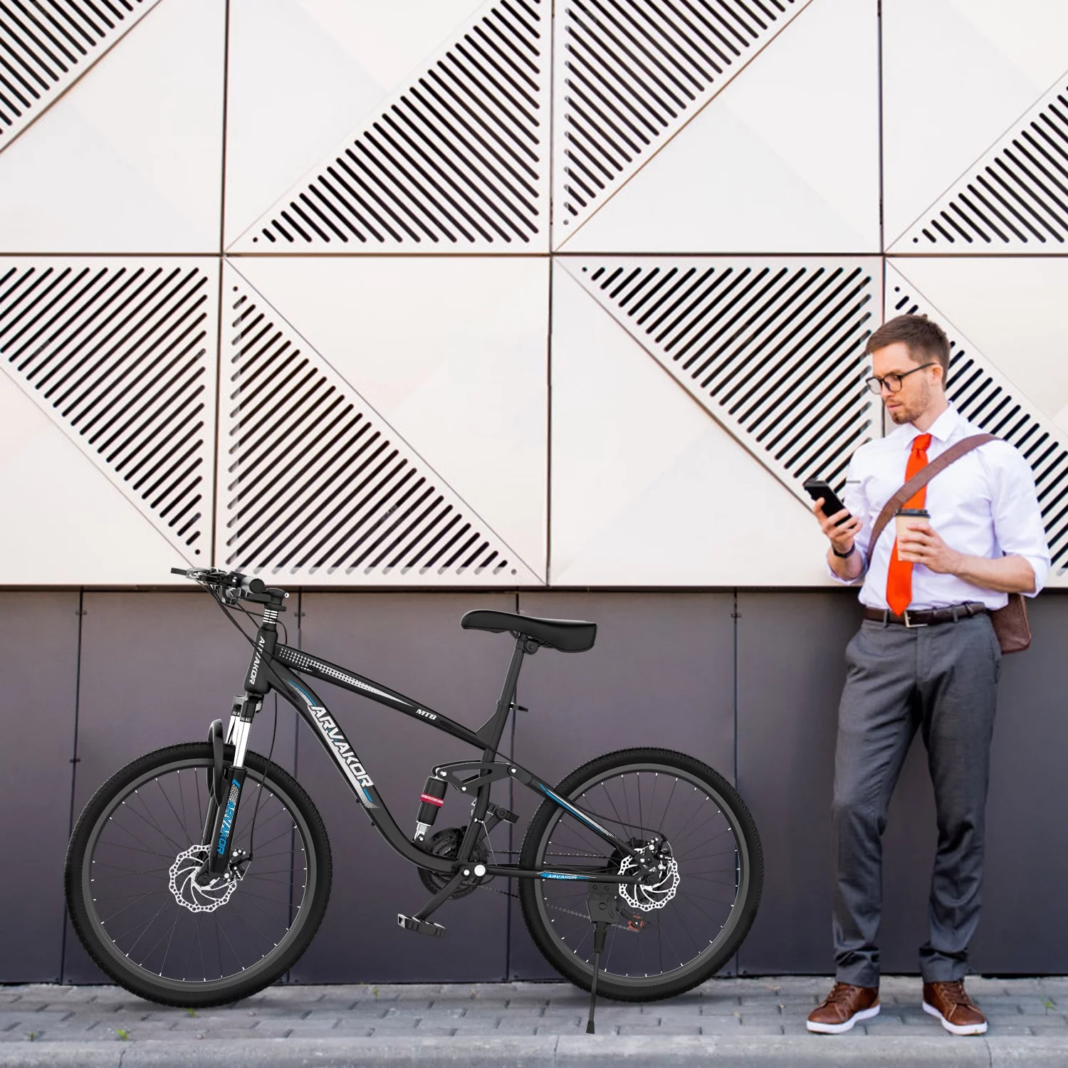 ARVAKOR 26'' Mountain Bikes for Men, 21 Speeds, Double Disc Brake, Gray - Womvr