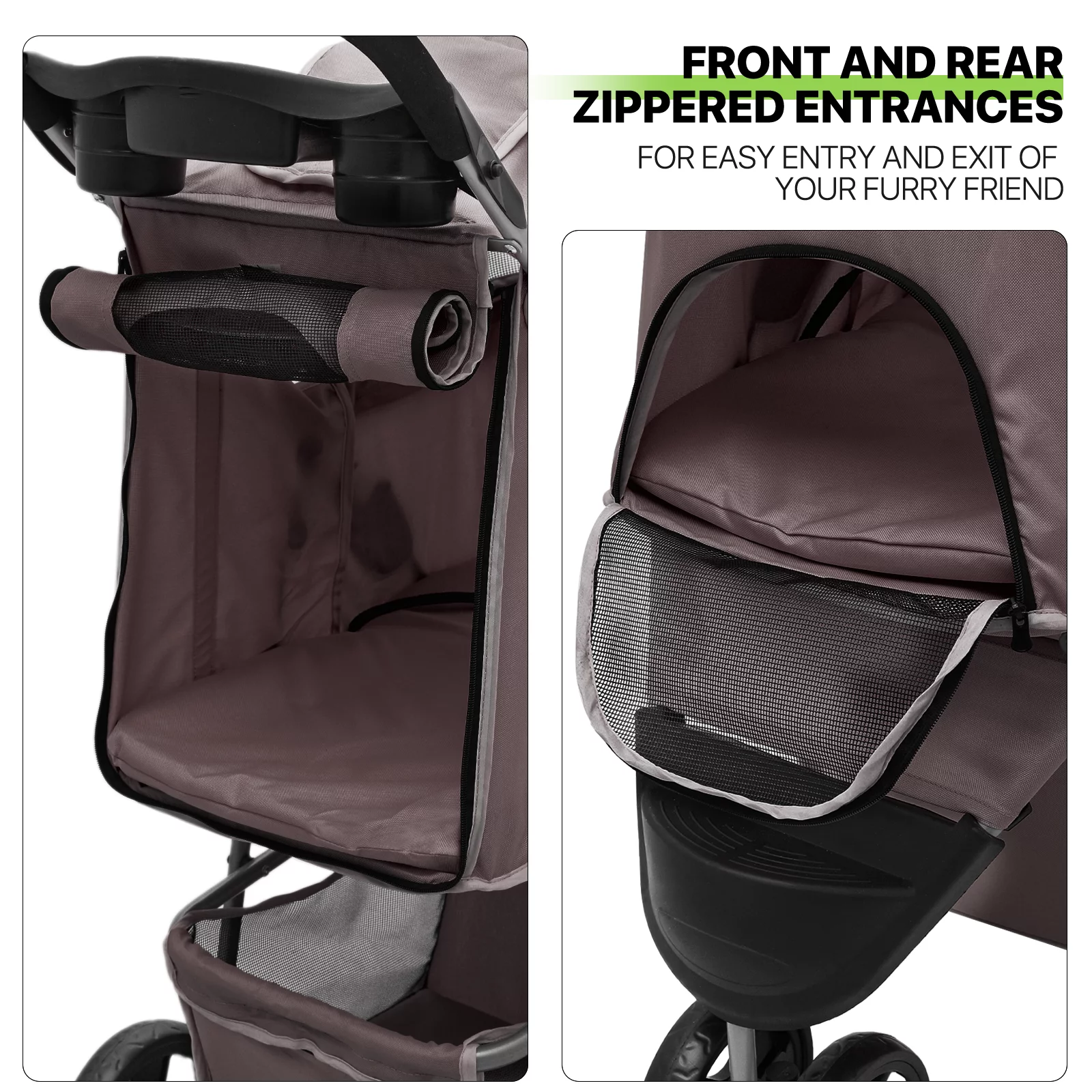 Magshion Foldable Pet Dog Stroller with Wheels, Cat Dog Stroller with Storage Basket and Cup Holder for Small and Medium Cats, Dogs, Puppy, Navy Blue - Womvr