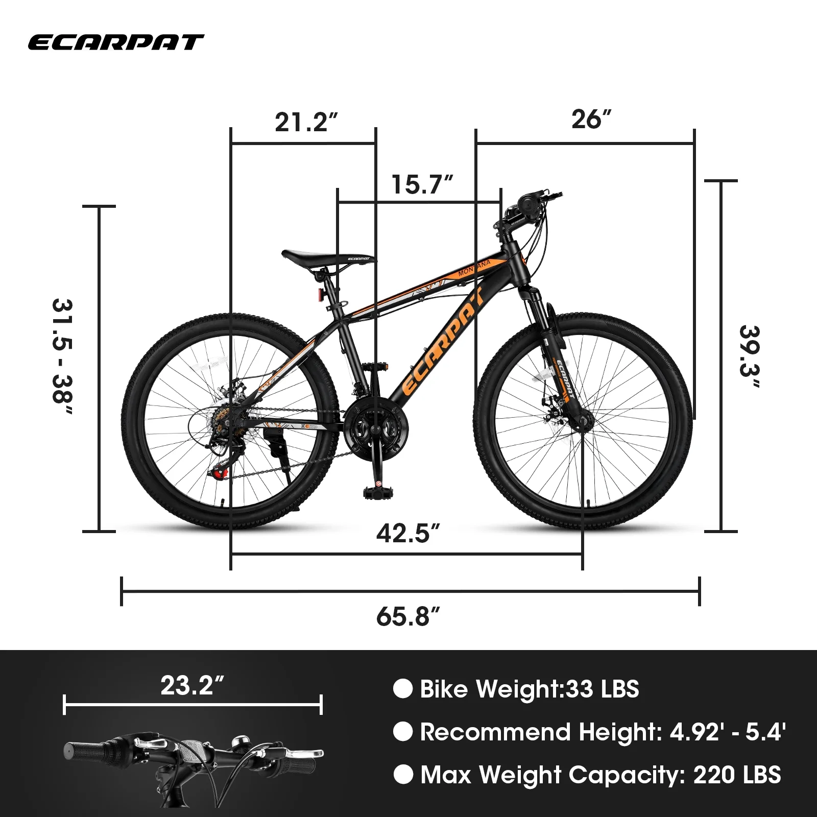 CHAMPIERRE 24 inch Mountain Bike for Men and Women, Shimano 21 Speed Bike with Disc Brake, Black - Womvr