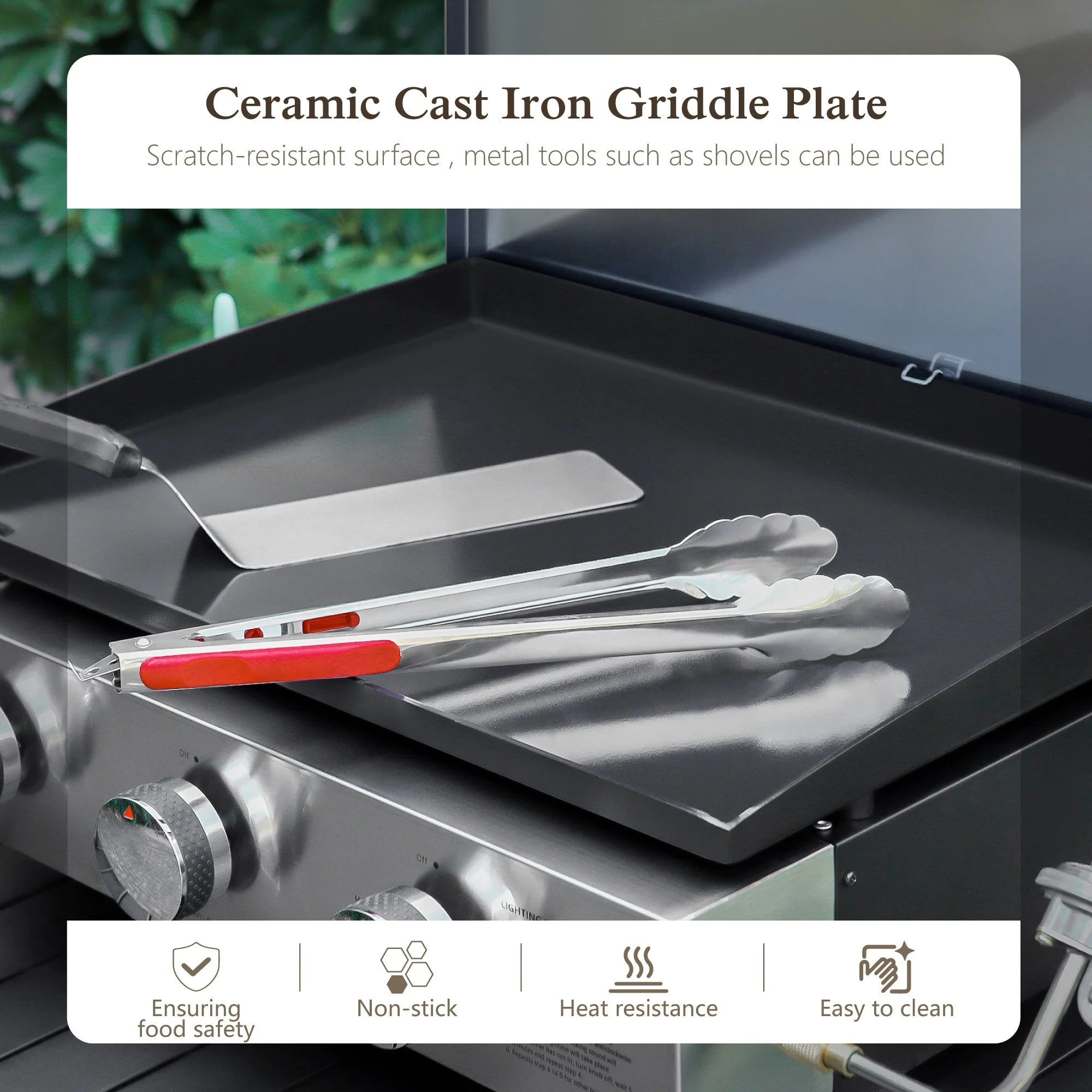 Alpha Joy 3-Burner Propane Gas Griddle Outdoor Flat Top Gas Grill Can Be Detached Table Top Griddle for Camping - Womvr