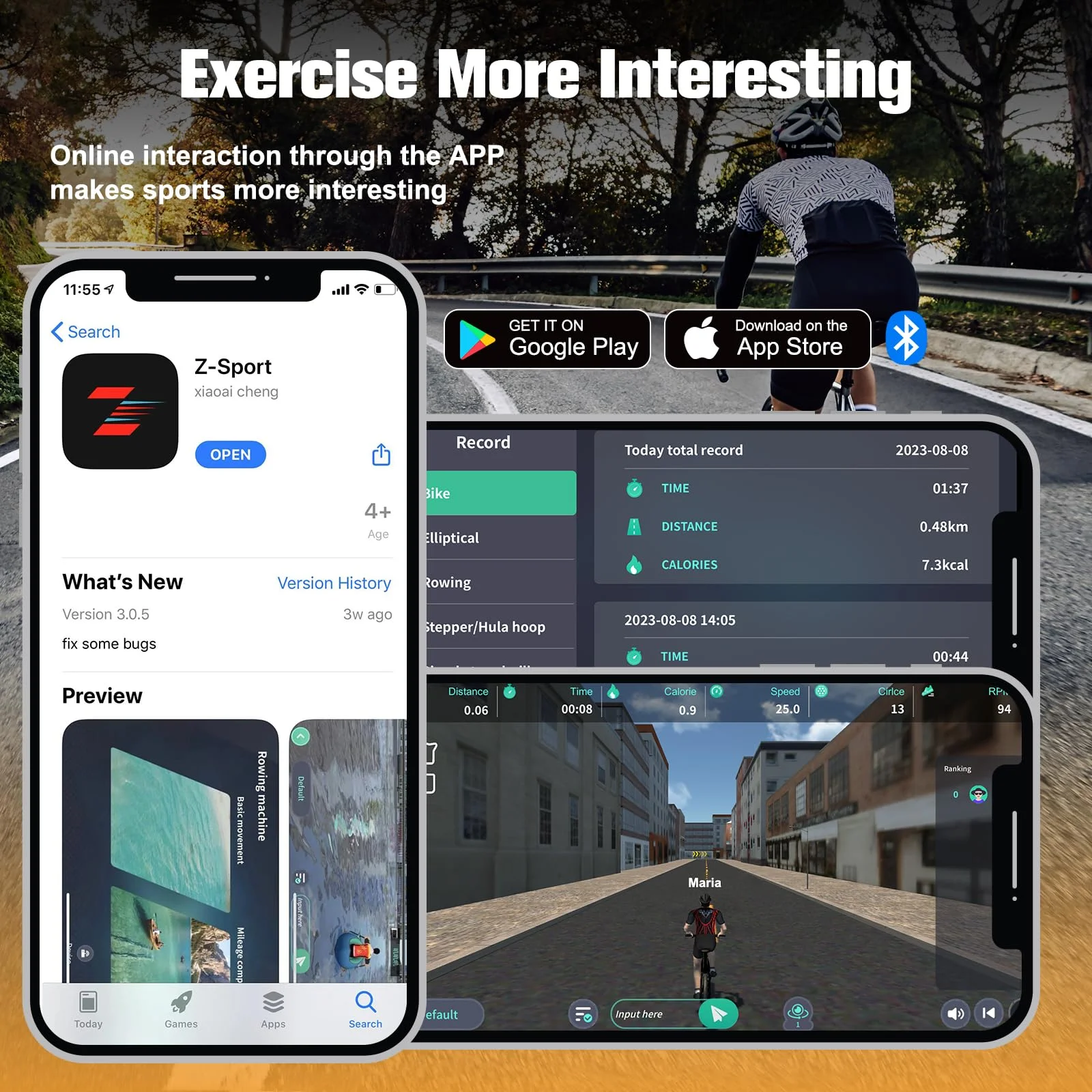 Relife Sports Upright  Exercise Bike with Fitness APP Foldable Stationary Bike for Home Gym , Black - Womvr