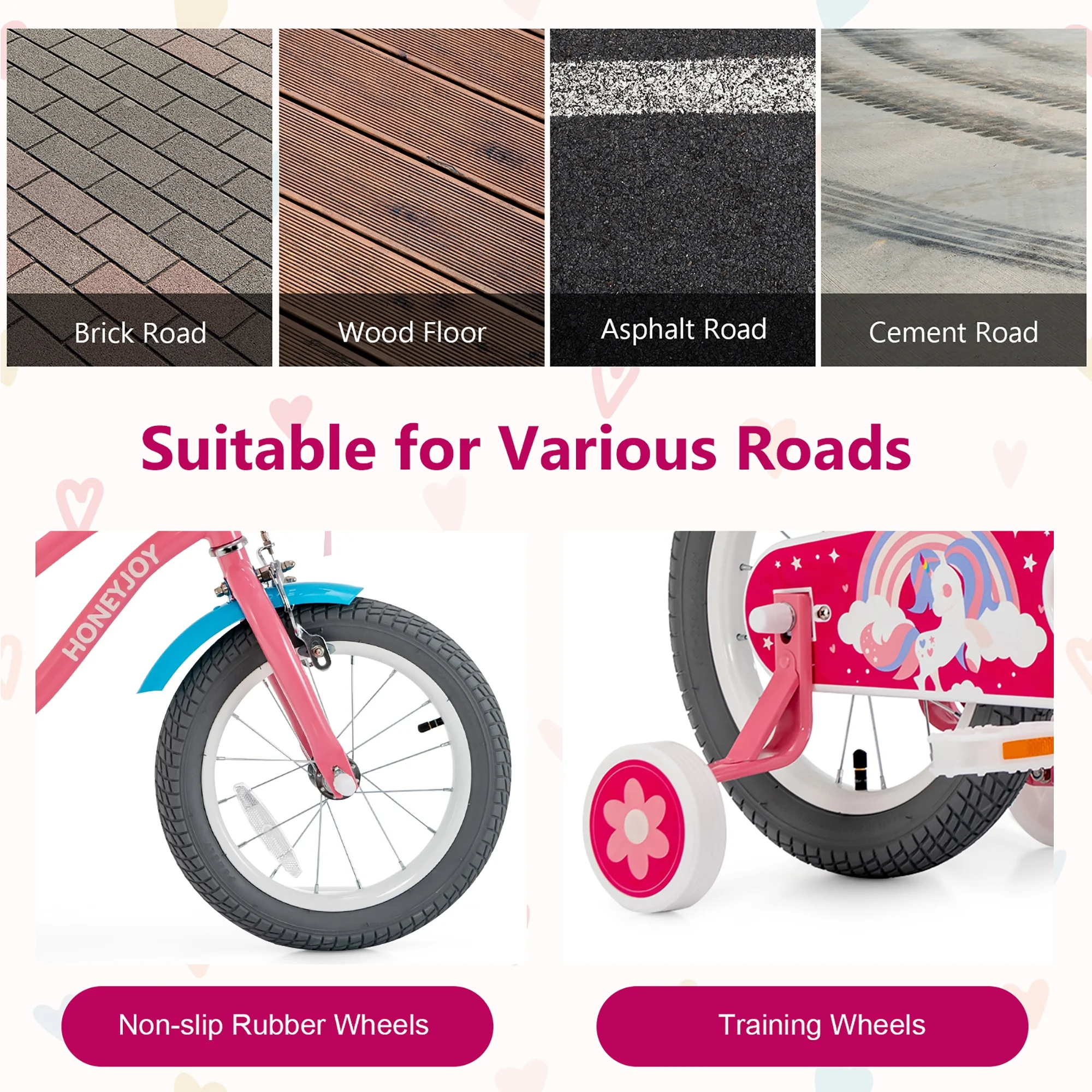 Gymax 14 Inches Kids Bicycle w/ Doll Chair & Basket Kids Bike w/ Training Wheels Pink - Womvr