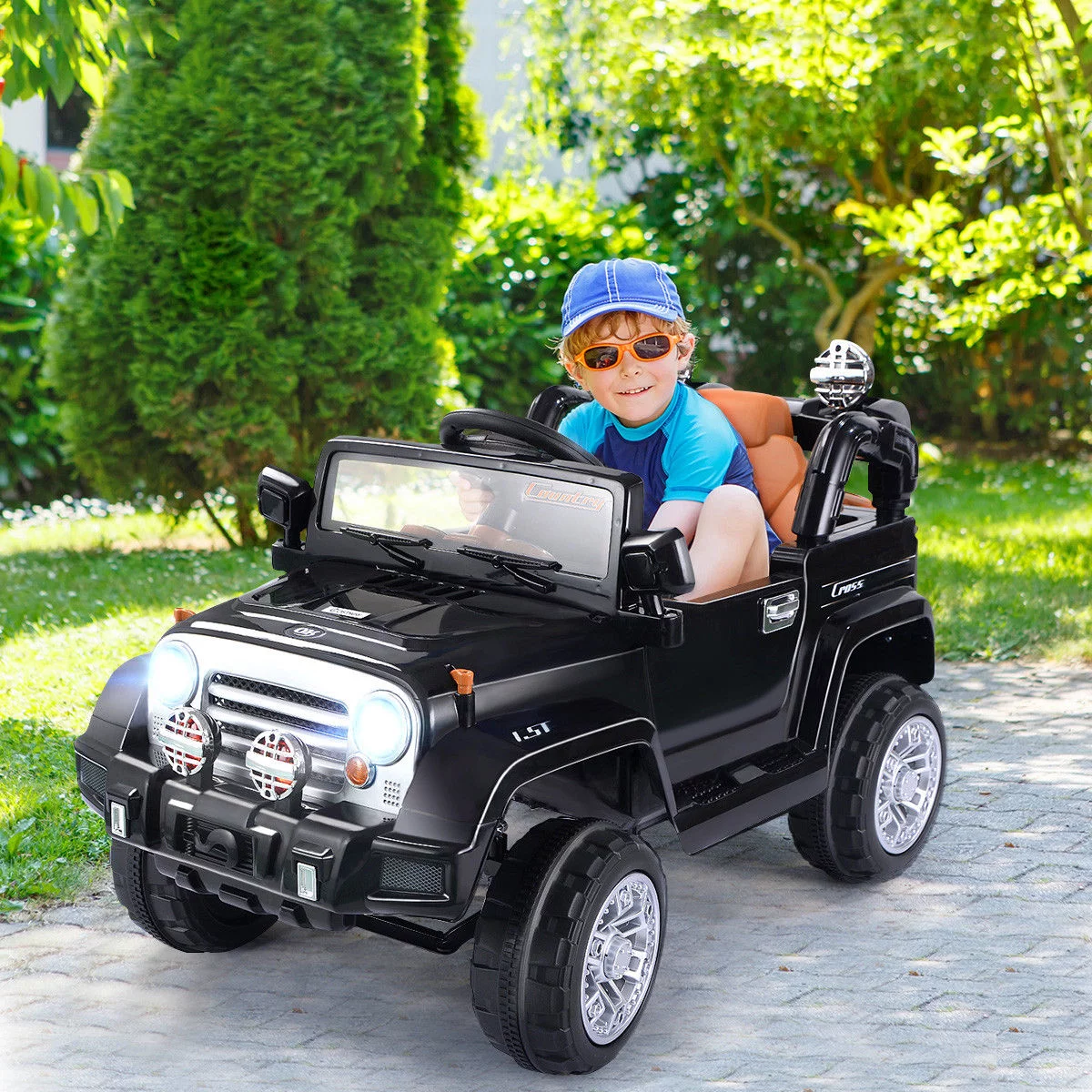 Costway 12V MP3 Kids Ride On Truck  Car RC Remote Control with LED Lights Music Green - Womvr
