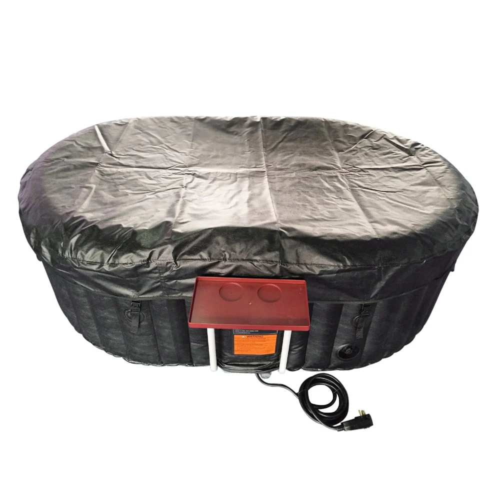ALEKO 145 Gallon 2 Person Brown Oval Inflatable Jetted Hot Tub with Cover - Womvr
