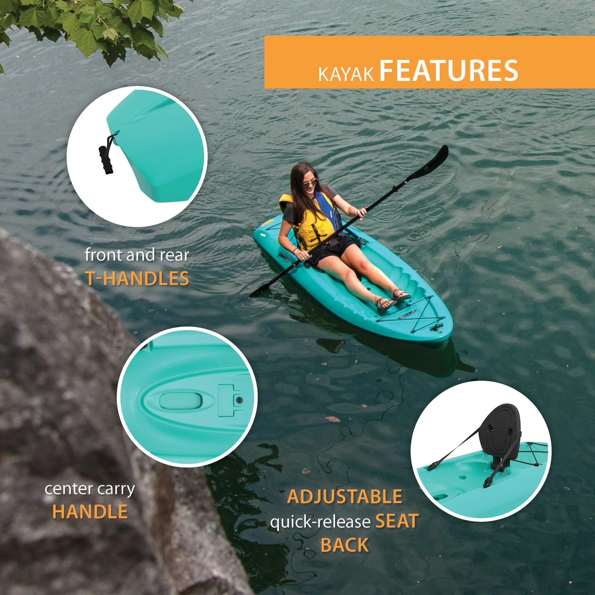 Lifetime Hydros 101 inch Sit-on-Top Kayak, Glacier Blue (90594) - Womvr