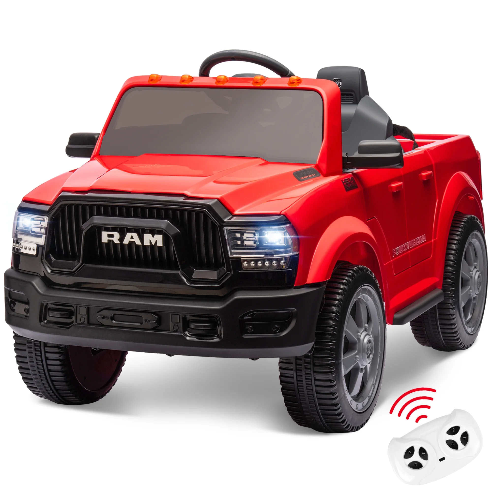 Dodge Ram Ride On Car for Kids, 12V Powered Ride On Truck Cars with Parents Remote Control,Dodge Electric Ride On Car for Boys Girls 3-5, Red - Womvr