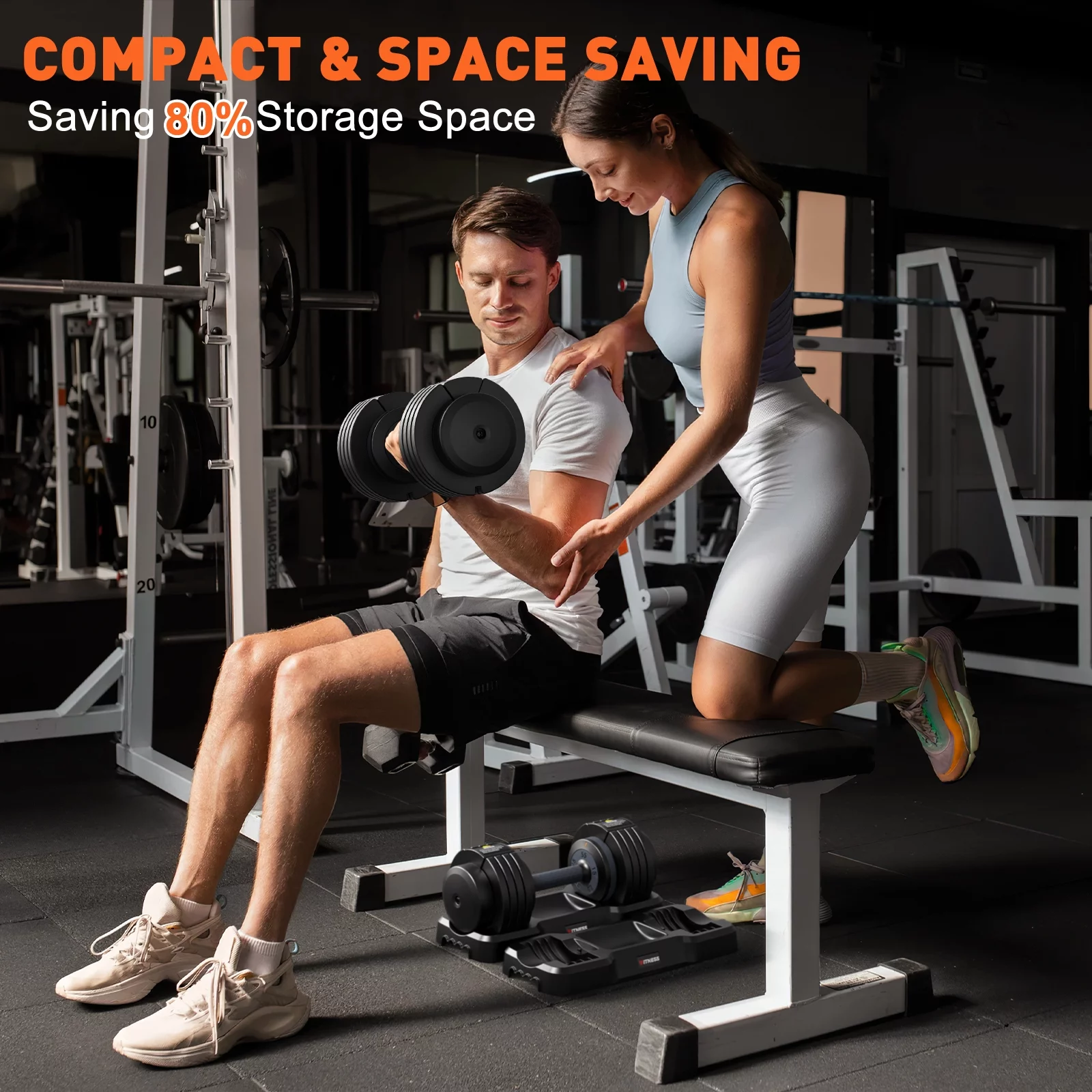 GIKPAL 50lb(25lb*2) 5 in 1 Adjustable Dumbbells 25LB set of 2 Adjustable Free Weights Plates and Rack - Hand Weights for Women and Men - Adjust Weight for Home Gym Full Body Workout Fitness - Womvr