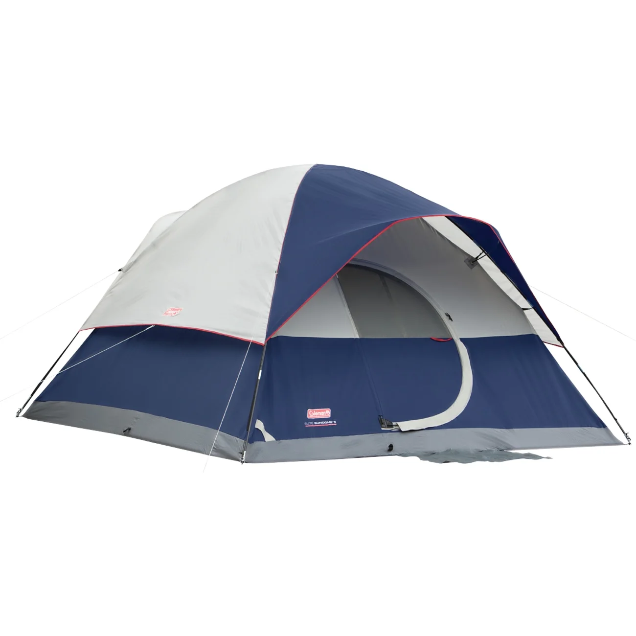 Coleman Elite Sun Dome 6-Person Tent with Built-in LED Lights, 1 Room, Navy Blue - Womvr