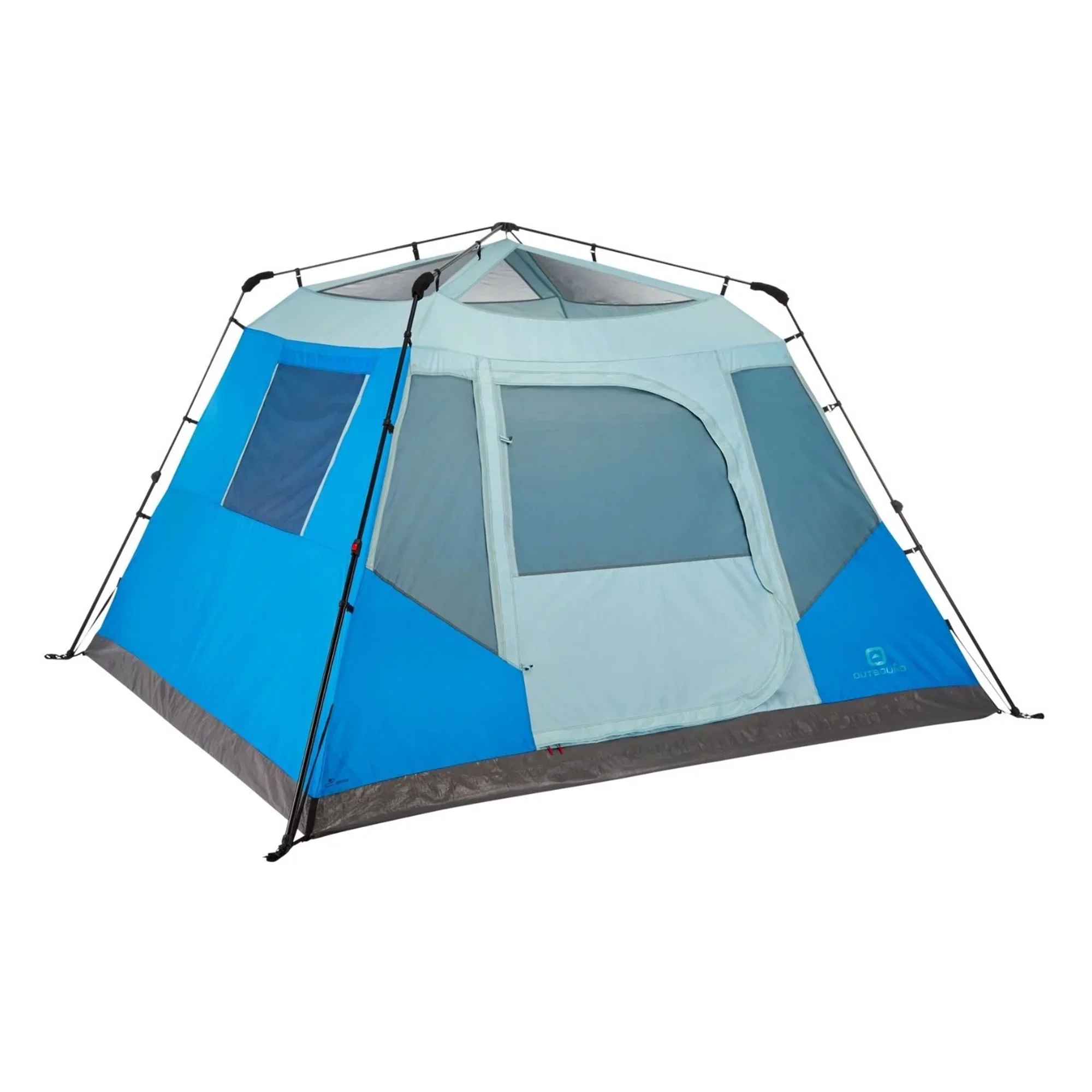 Outbound QuickCamp 6 Person Cabin Tent with Rainfly and Carry Bag, Blue - Womvr