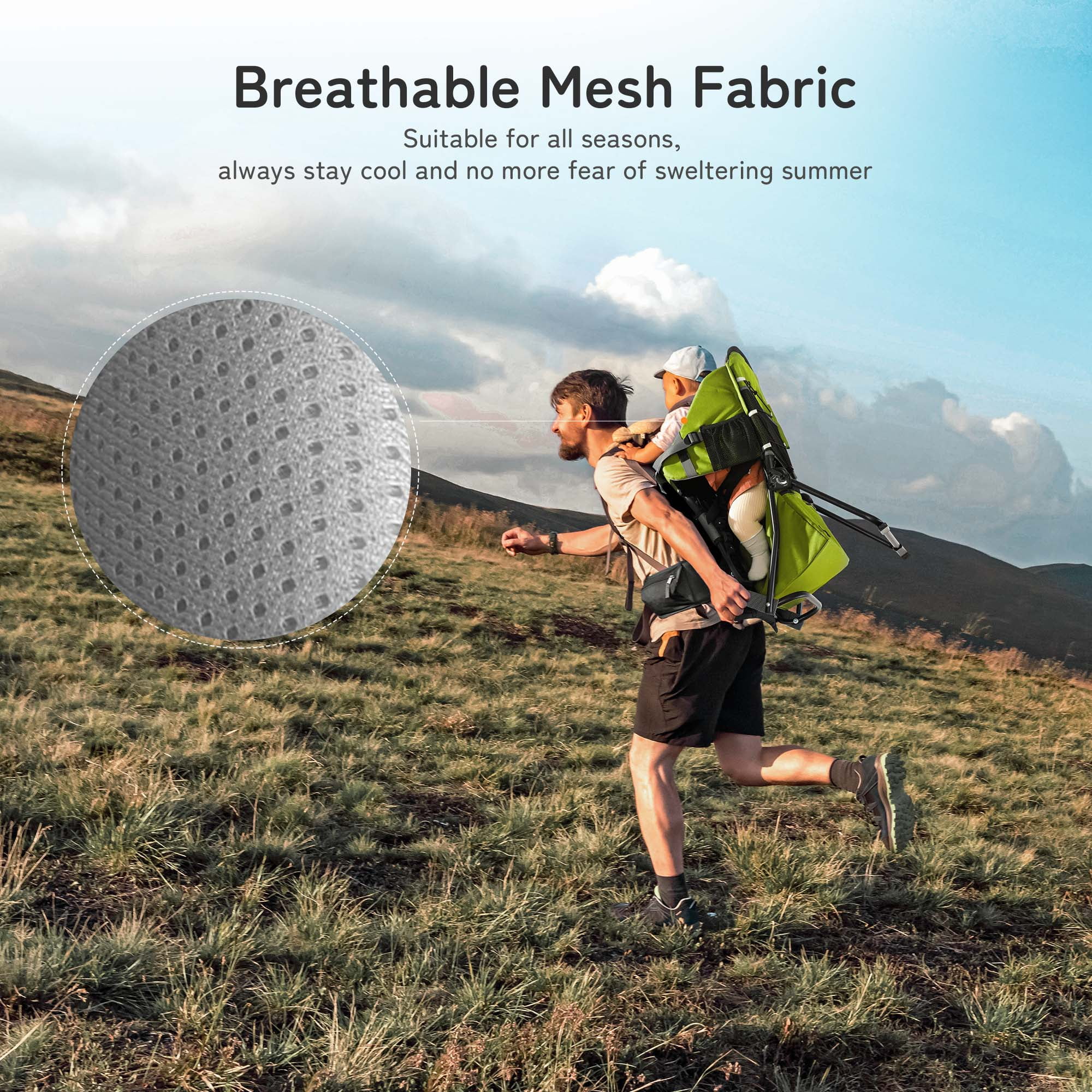 Besrey Baby Hiking Backpack Carrier for Toddlers, Waterproof & Lightweight Outdoor Child Back Frame, Black - Womvr