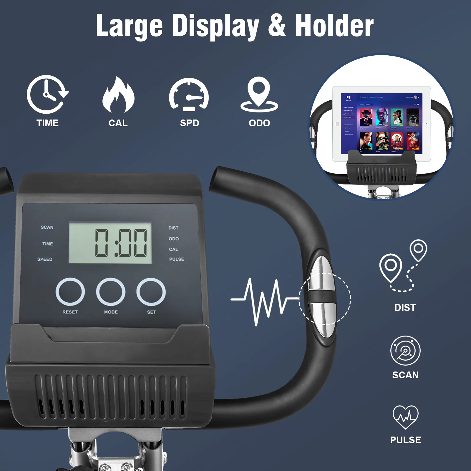 Wonder Maxi Exercise Bike Magnetic Fitness Cycle Folding Stationary Bike Indoor Home Use(White) - Womvr