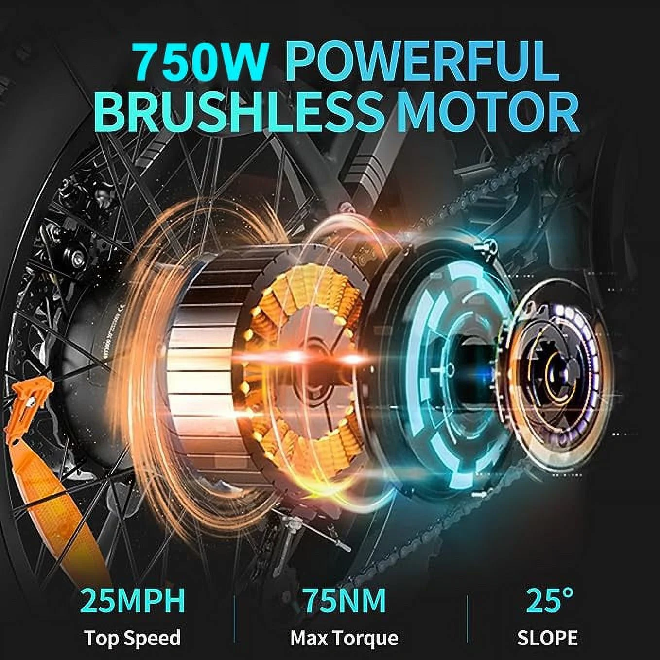 RCB 750W Electric Bike for Adults, 48V 15Ah Removable Li-Ion Battery, 20