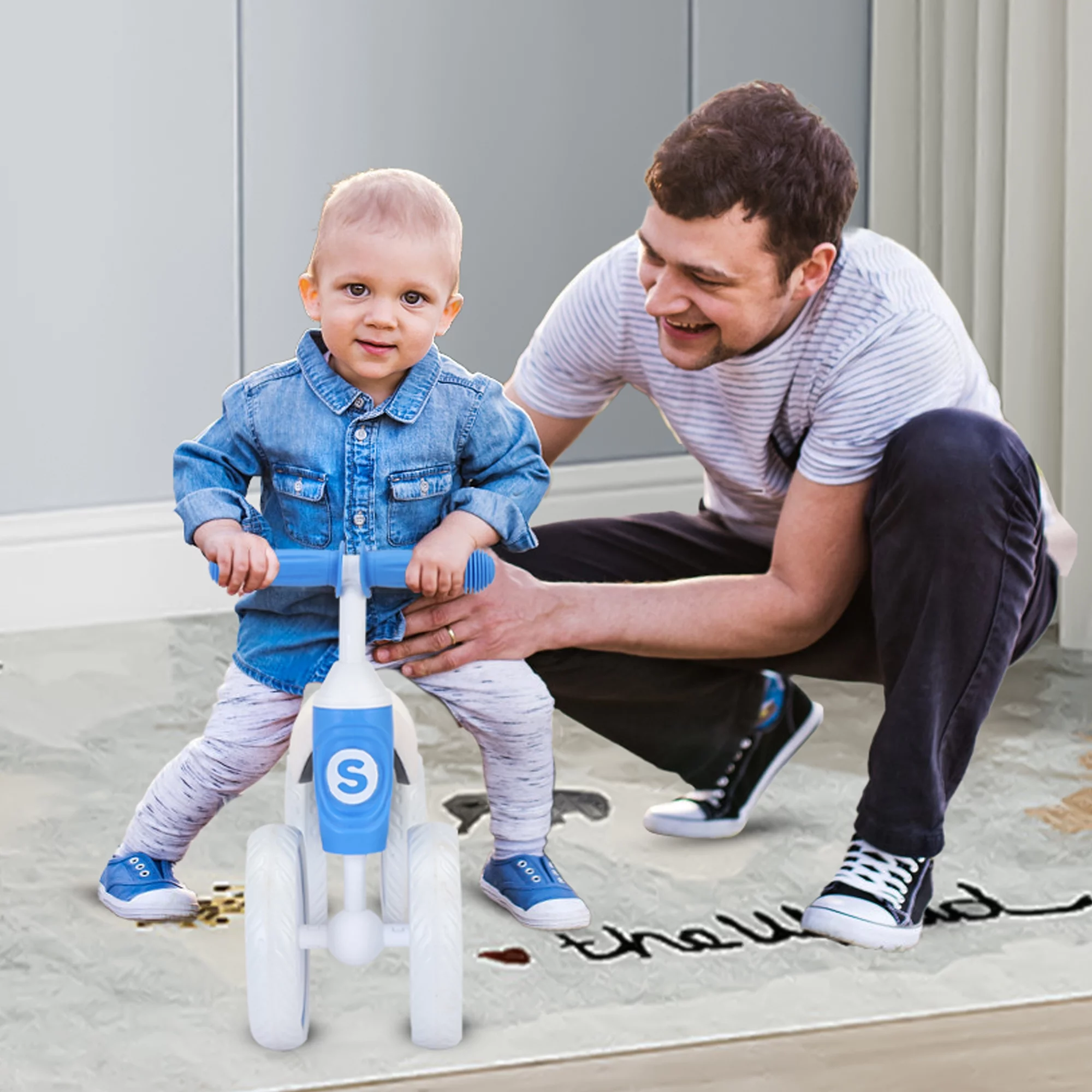 Sejoy Baby Balance Bike, 10-36 Month Kids Toddler Walker, 4 Wheels Riding Toys for Boys and Girls, First Birthday Gifts - Womvr