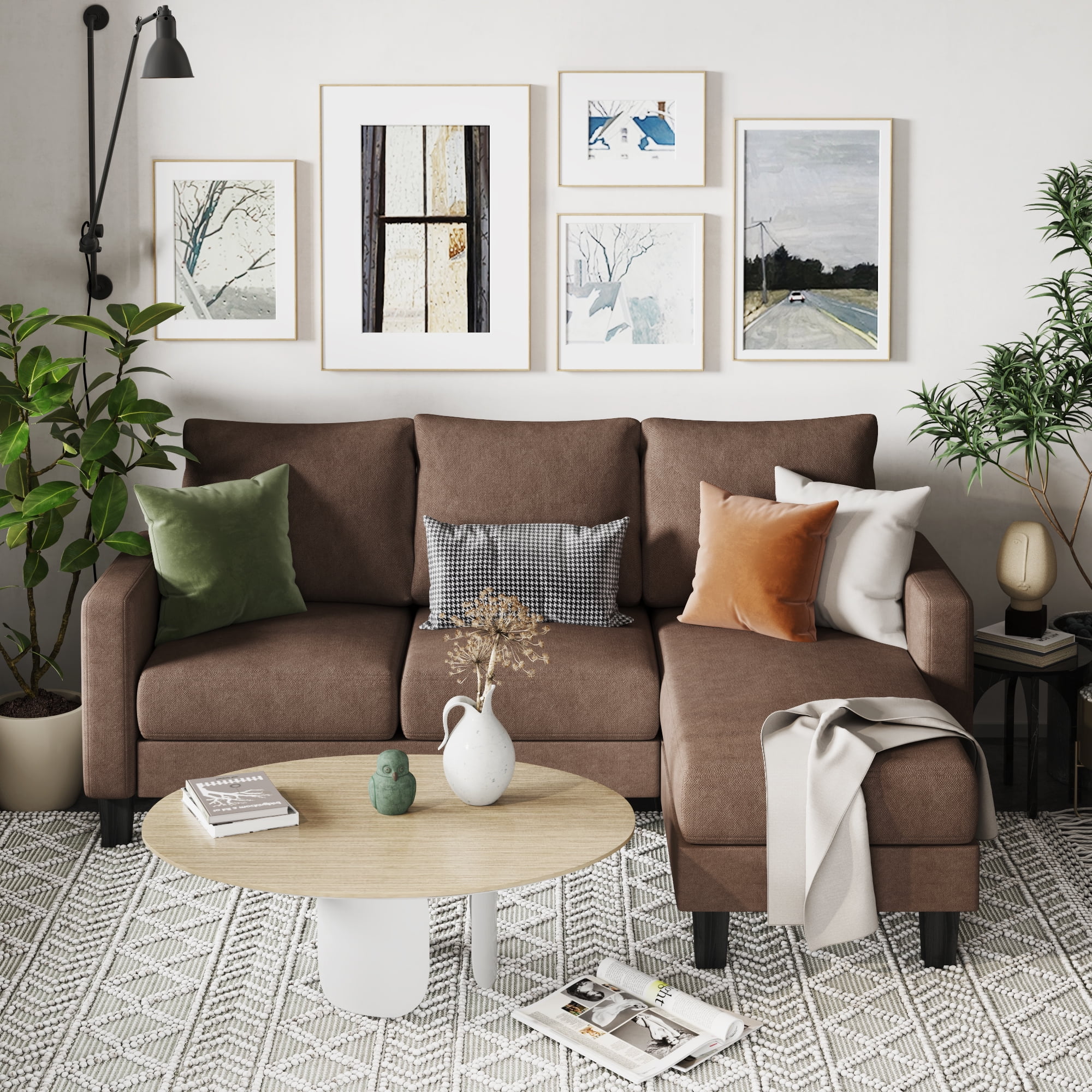 Homall Convertible Sectional Sofa Couch, Modern Linen Fabric L-Shaped Couch 3-Seat Sofa Sectional with Reversible Chaise for Small Living Room, Apartment and Small Space, Dark Gray - Womvr