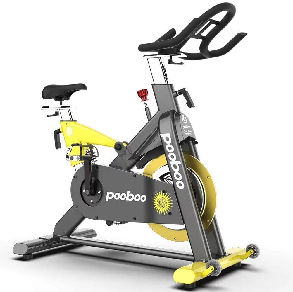 Pooboo Magnetic Exercise Bike Indoor Cycling Bike Stationary 55lbs Flywheel 500lbs - Womvr