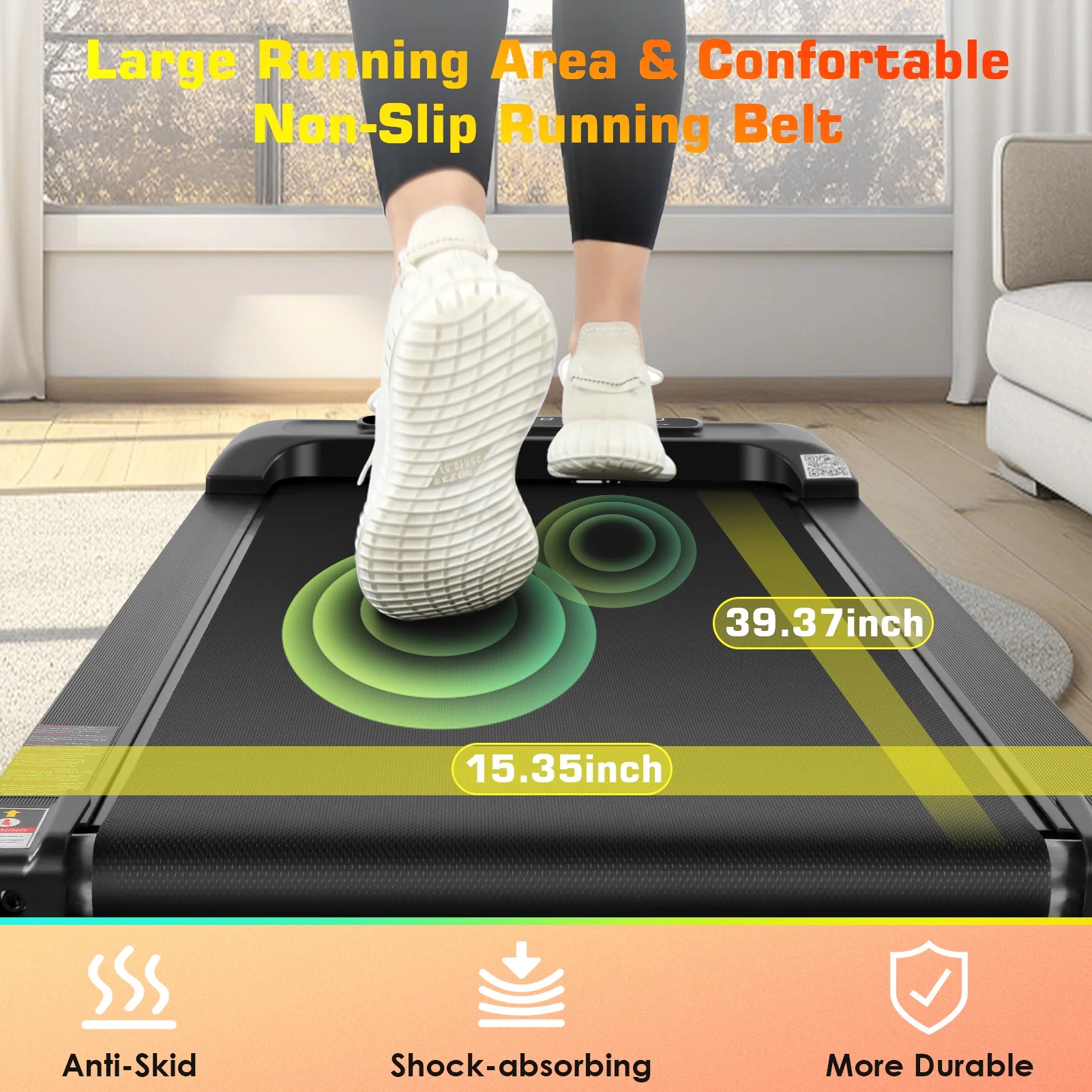 Walking Pad Under Desk Treadmills for Home,Smart App Remote Control 2.5HP Electric Jogging Running Machine with LED Display 300lbs Capacity - Womvr