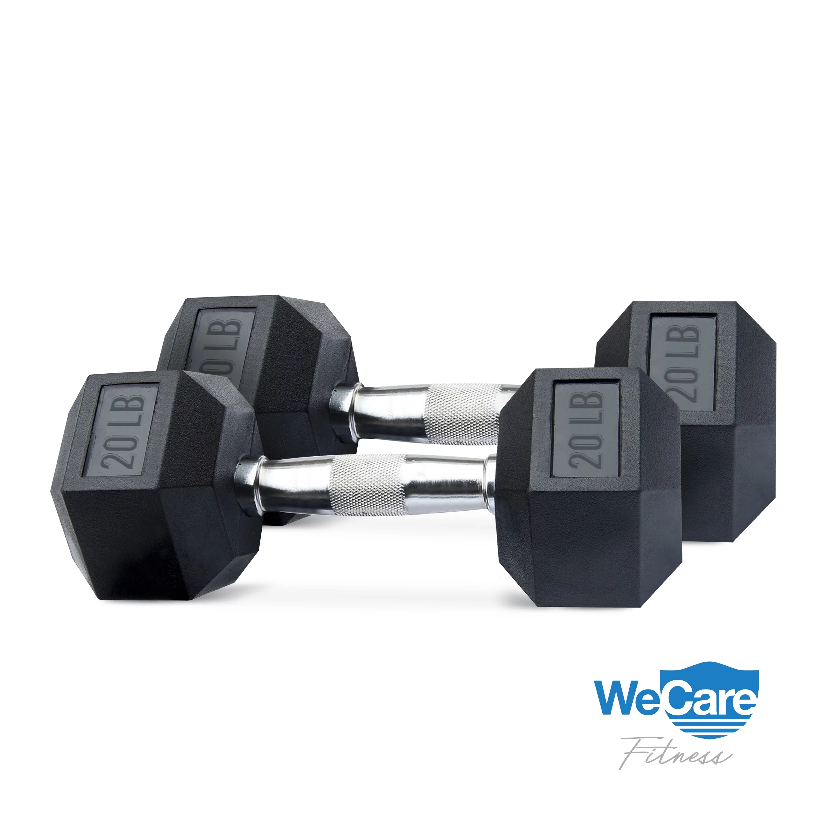 WeCare Fitness, 20lb Rubber Chrome Dumbbells, Pair - Womvr