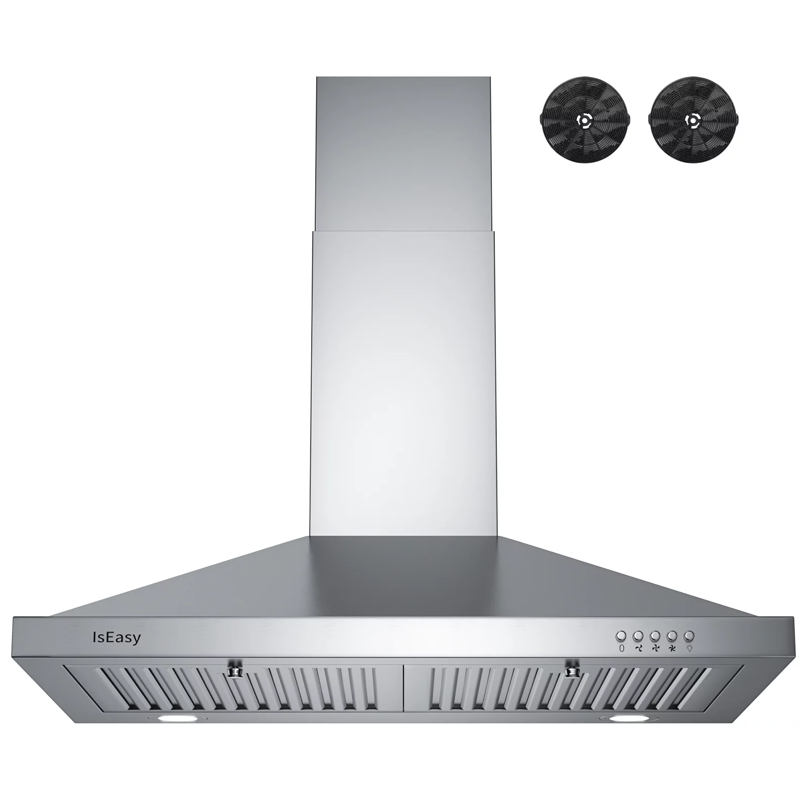 Range Hood 30 inch, IsEasy Wall Mount Vent Hood 500 CFM with Ducted Convertible Ductless Kitchen Hood in Stainless Steel, 3 Speed Exhaust Fan, LED Lights - Womvr