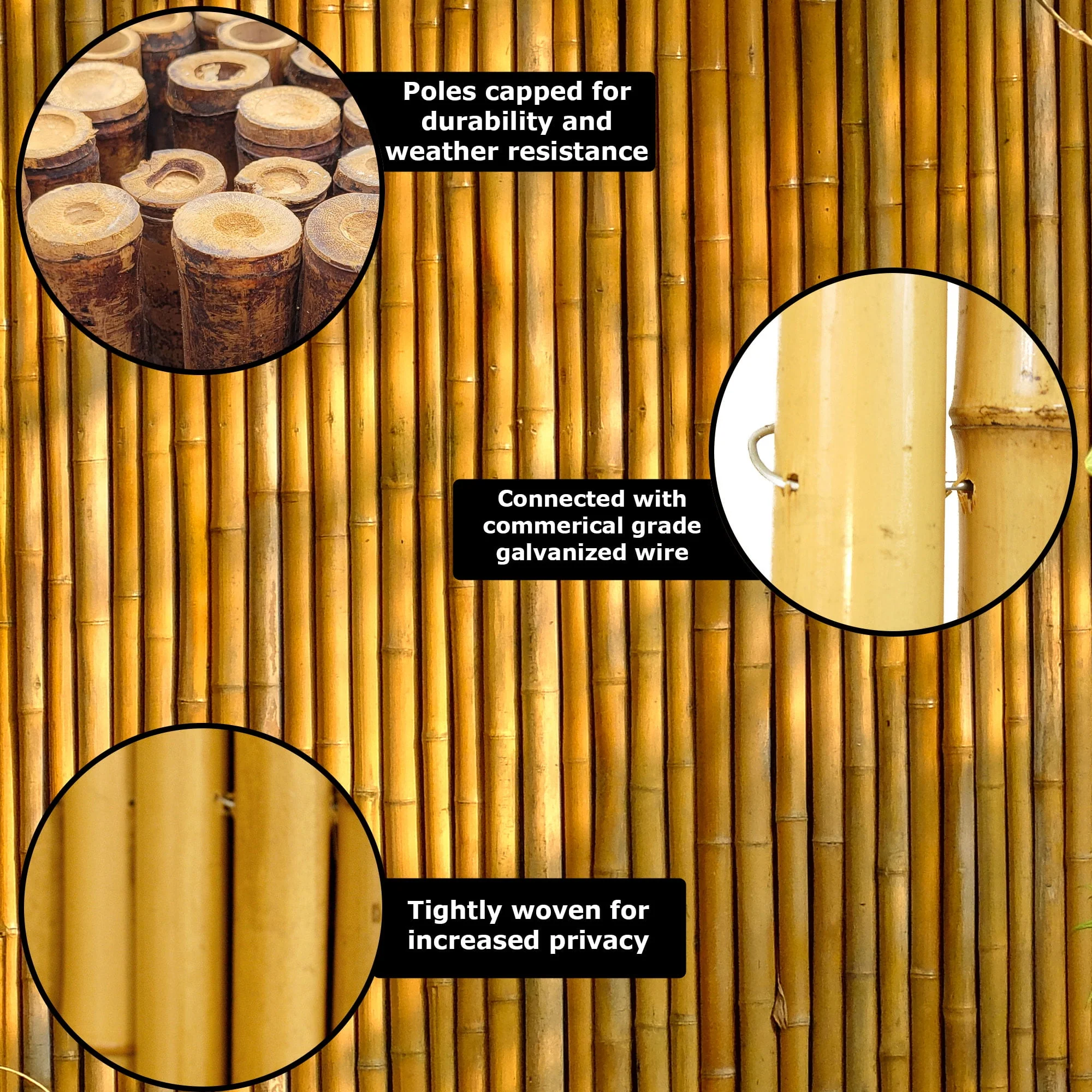 Backyard X-Scapes Natural Bamboo Fencing Garden Screen Rolled Fence Panel 3/4