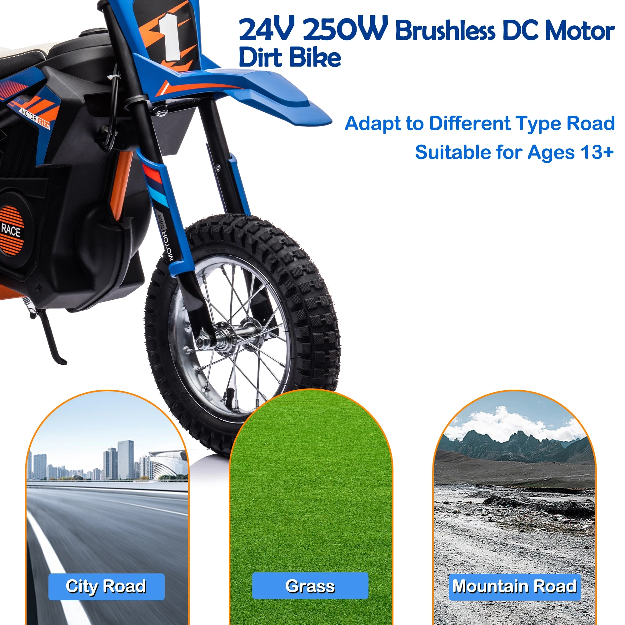 NEECHIPRO Electric Dirt Bike, 24V Electric Motorcycle Ride on Bicycle for Teens Age 13+,250W 13mph Max Speed,White - Womvr