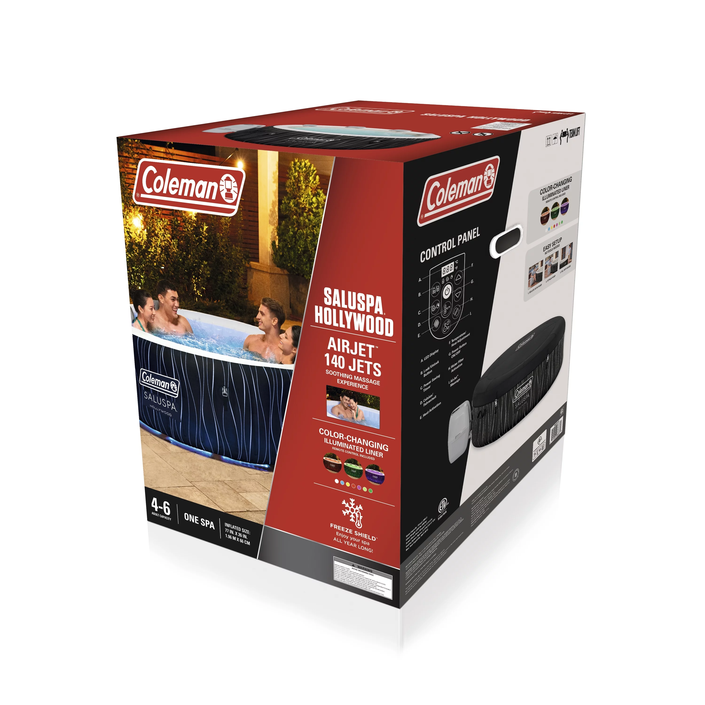 Coleman Hollywood Luxe AirJet 240 gal. Winter Inflatable Hot Tub with LED Lights, 104˚F - Womvr