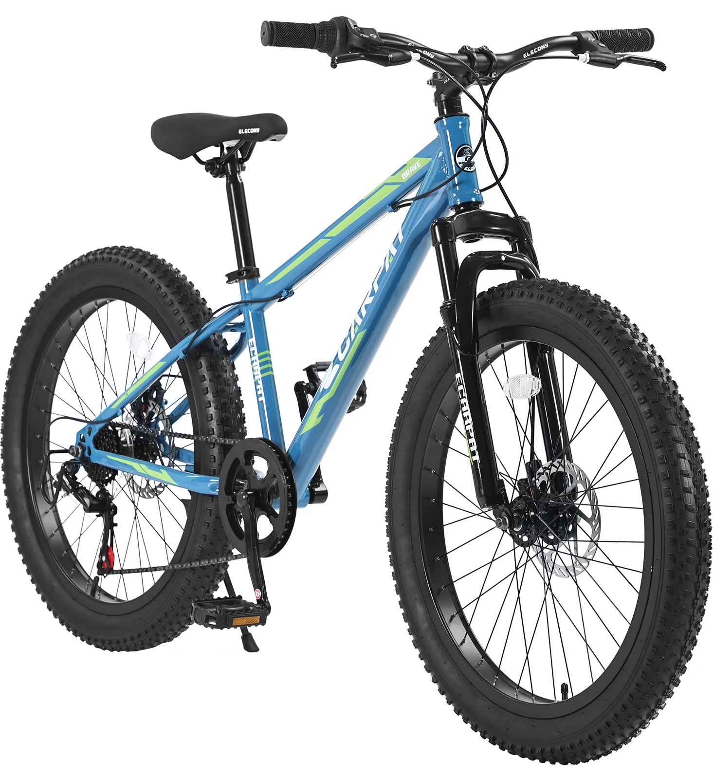 24 inch Mountain Bike with Fat Tires, Kids Bike with Disc Brakes & Suspension - Womvr