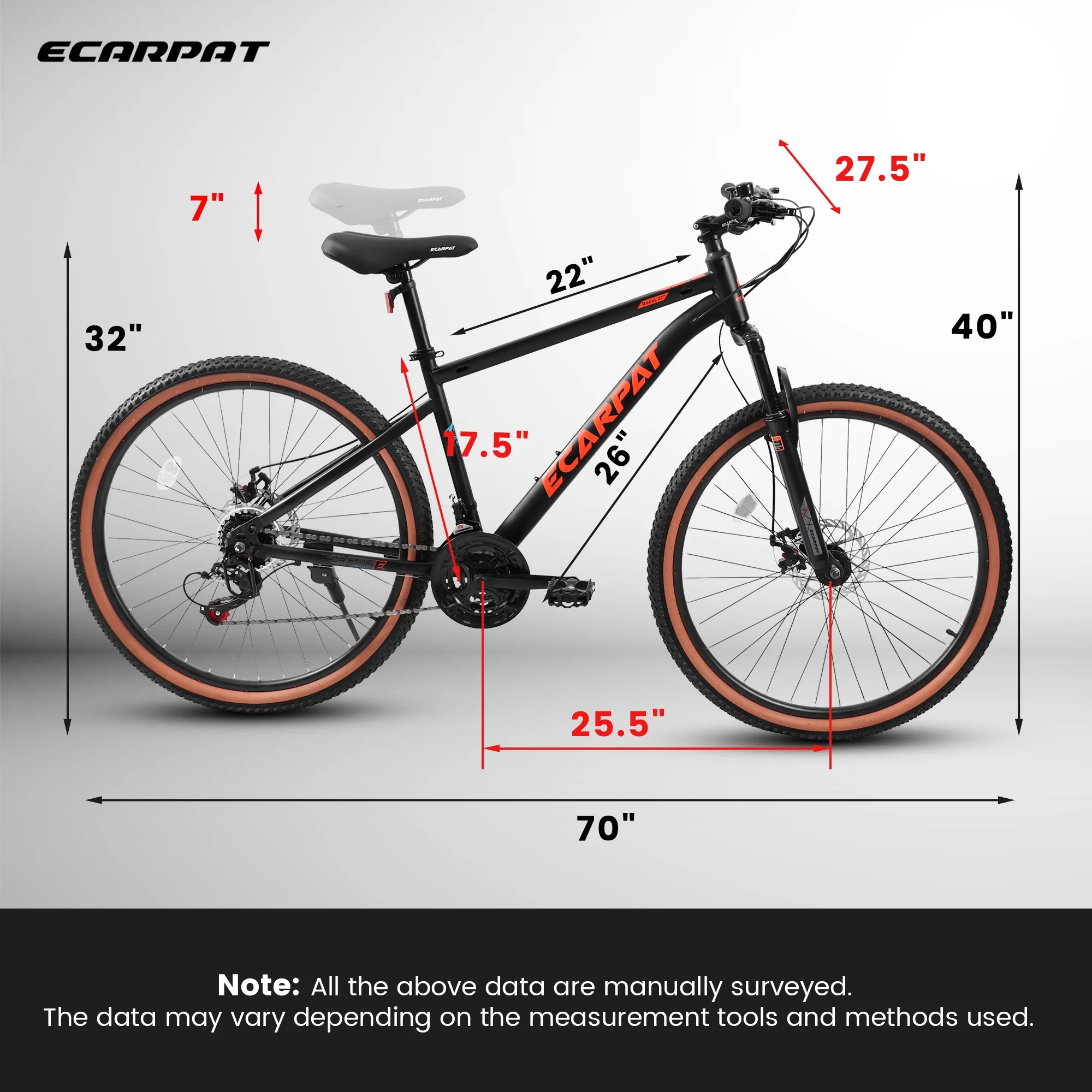 CIYOYO 24 inch Mountain Bike Bicycle for Adults, Shimano 21-Speed Bike with Disc Brake Thumb Shifter, Black - Womvr