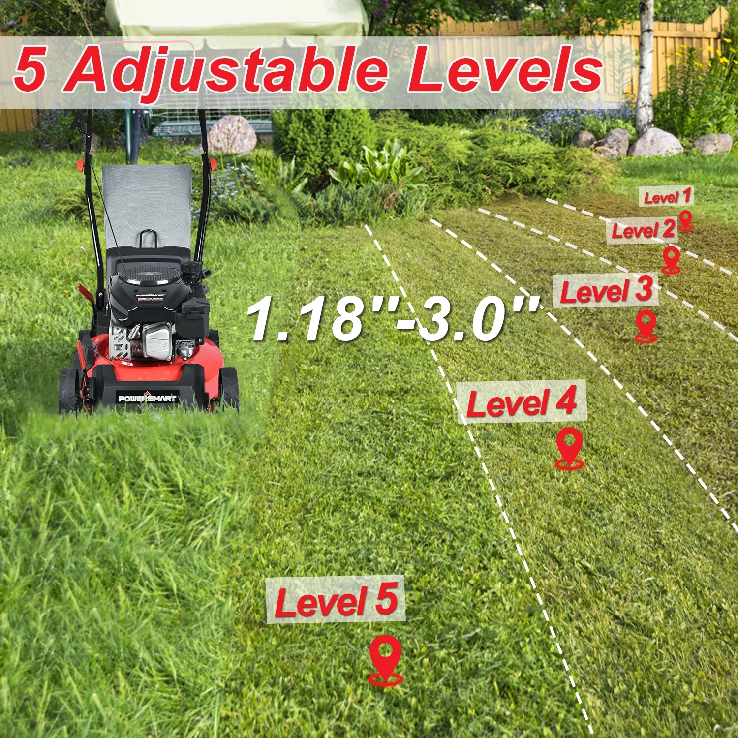 PowerSmart DB8617P 17 in. 3-in-1 Gas Push Lawn Mower - Womvr